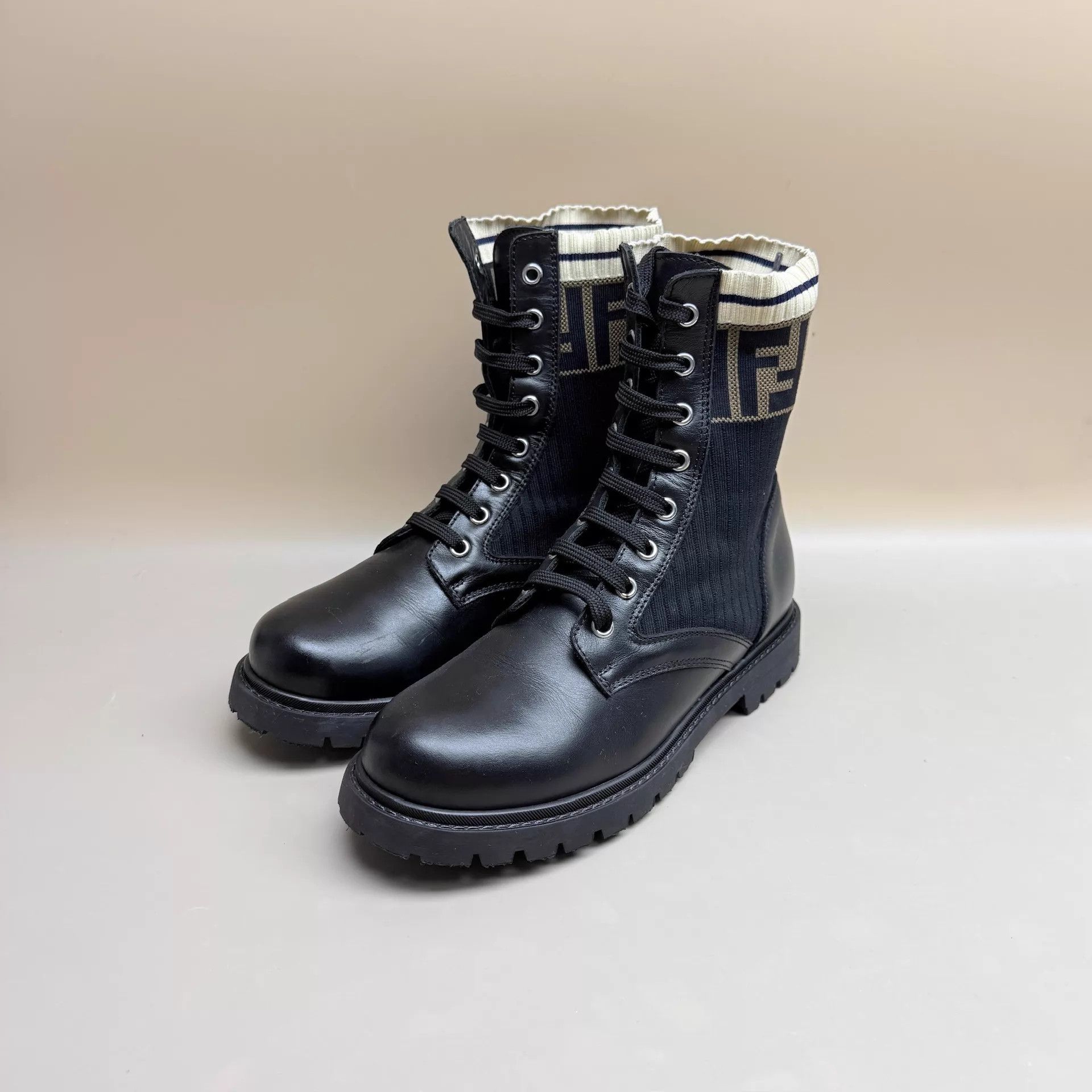Fendi Fendi Black & Brown FF Short Boots 37 99 New Size US 6.5 / IT 36.5 - 1 Thumbnail