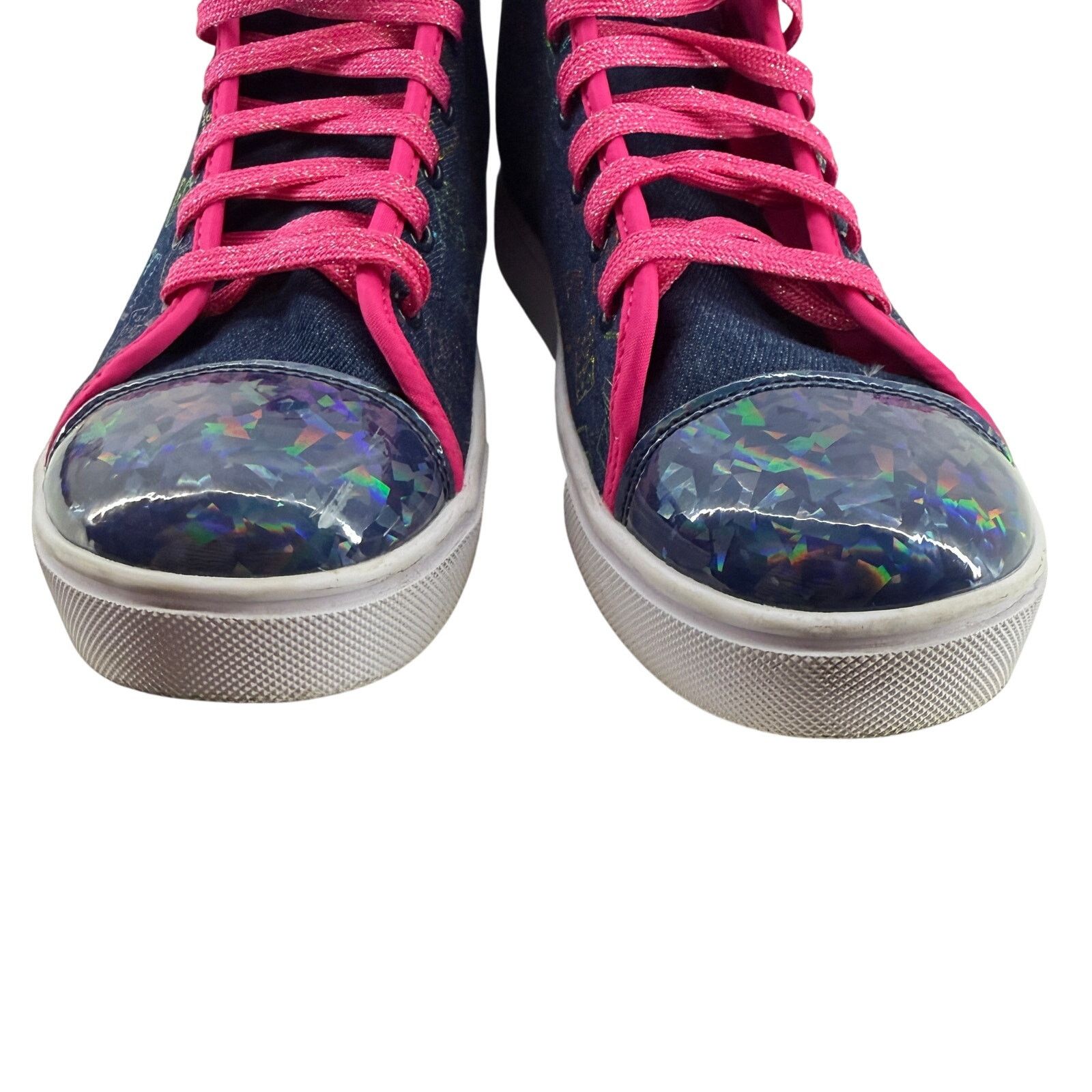 Heelys Heelys Hi Top Trainers Blue Denim Hot Pink Rainbow Womens 8 Size US 8 / IT 38 - 3 Thumbnail