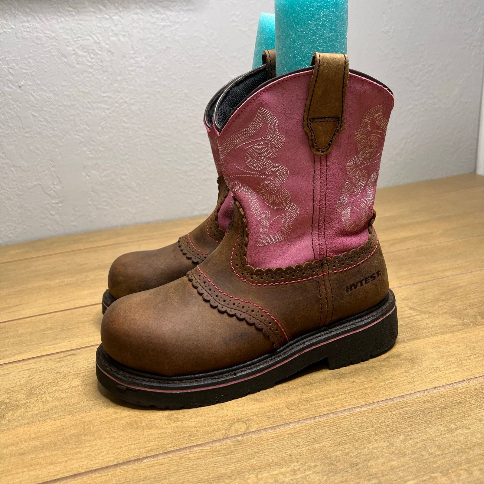 Vintage HYTEST Women's Sz 8 Western Wellington Steel Toe Safety Boot Size US 8 / IT 38 - 4 Thumbnail