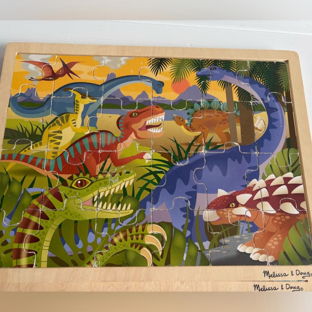 Designer Lot of 2 Melissa & Doug Wooden Jigsaw Dinosaur Puzzles Size ONE SIZE - 3 Thumbnail