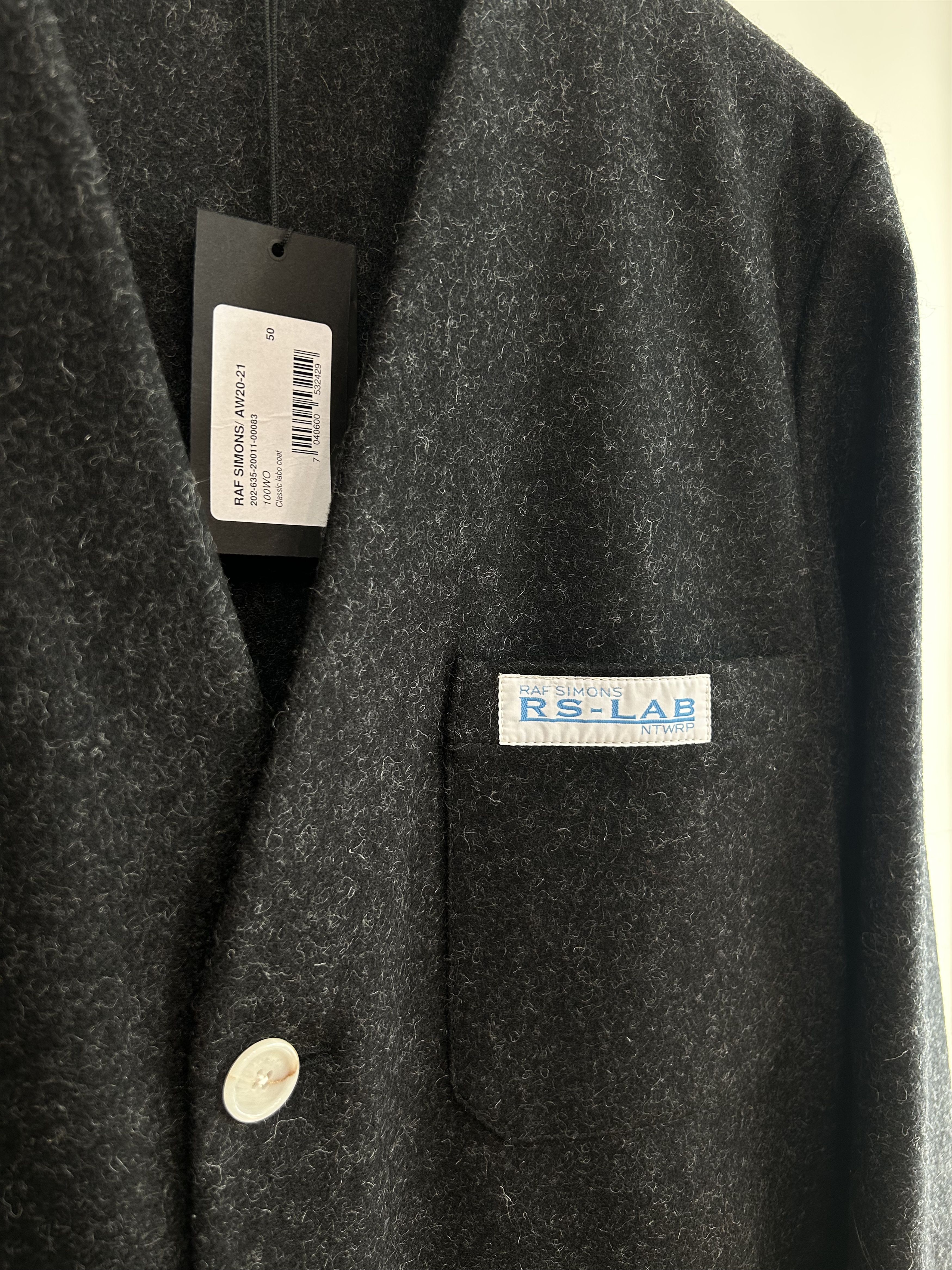 Raf Simons RAF SIMONS A/W 20 Collarless Wool Melton Coat Size US M / EU 48-50 / 2 - 4 Thumbnail