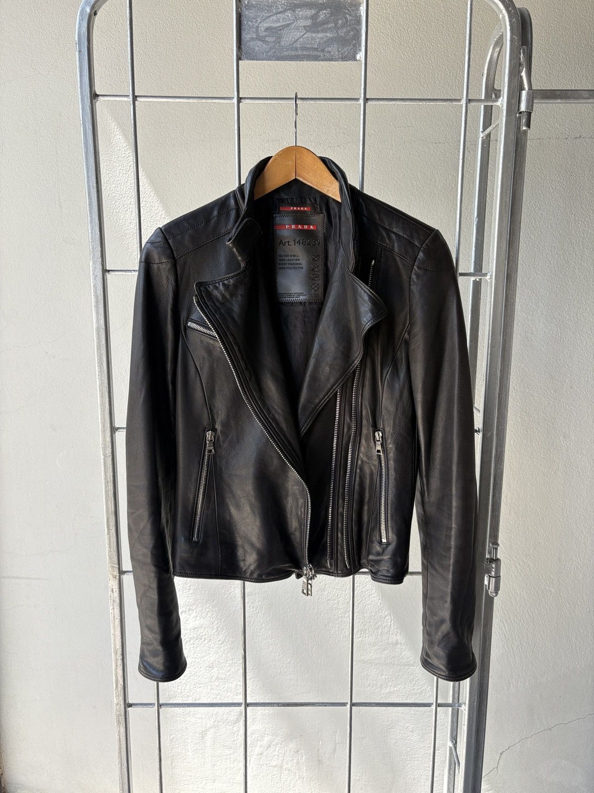 Prada Prada sport vintage leather biker zip jacket Size ONE SIZE - 1 Thumbnail