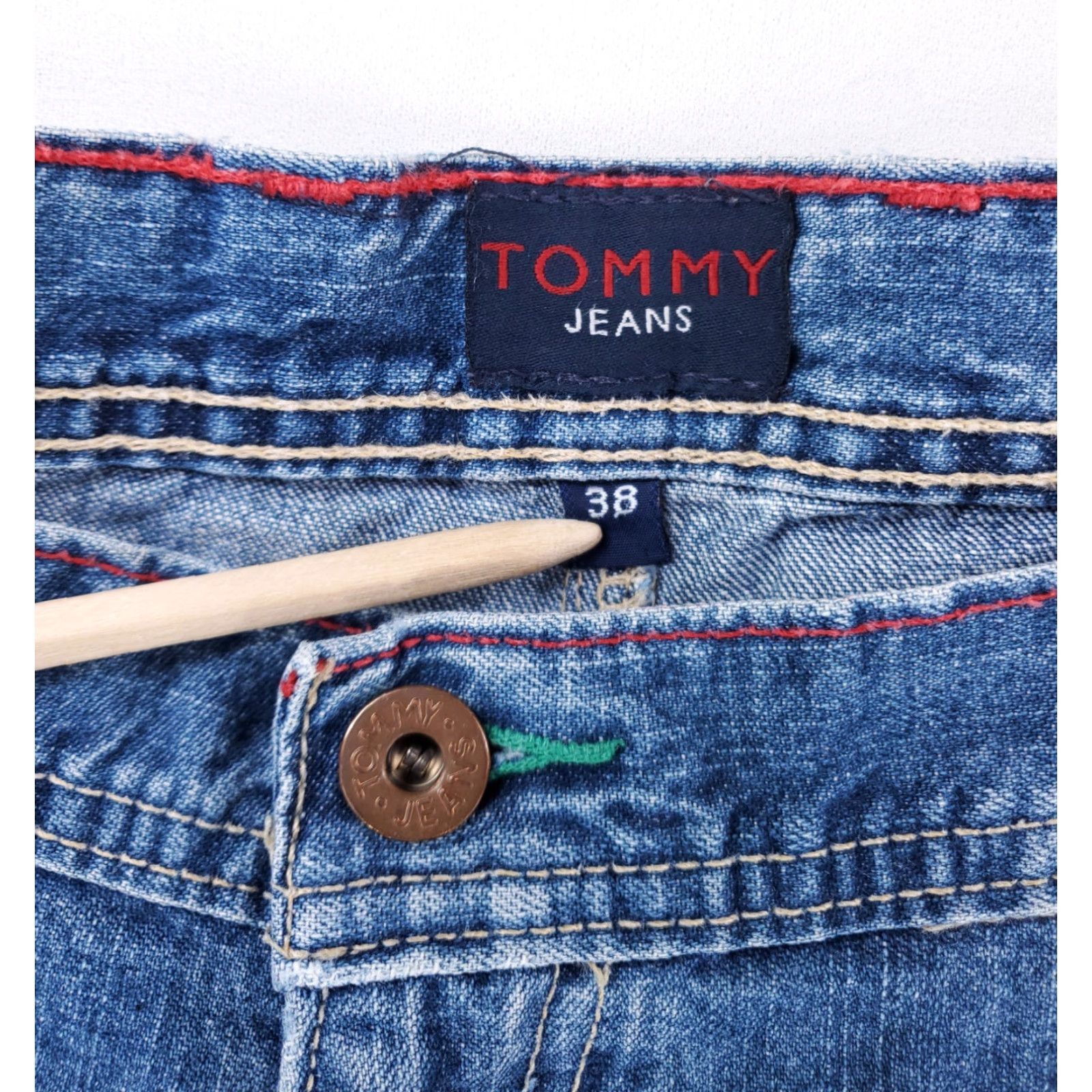 Tommy Hilfiger VINTAGE Tommy Jeans VTG 90s Y2K Carpenter Blue Baggy Jeans 38 Mens 38 x 32 Regular Blue 90s Wide-Leg Mens Size US 38 / EU 54 - 7 Thumbnail