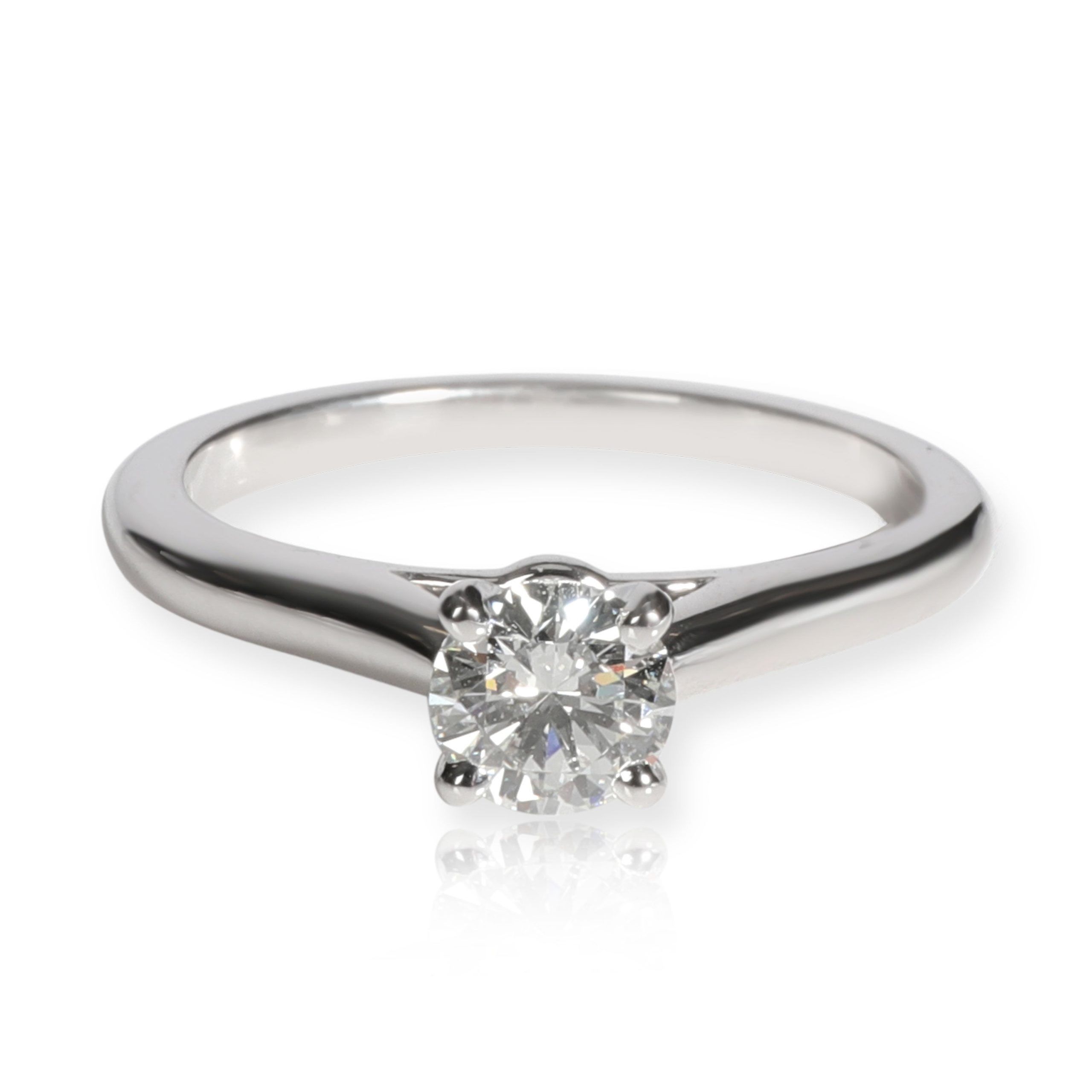 image of Cartier 1895 Diamond Solitaire Ring In Platinum Gia Certified G Vvs2 0.38 Ctw in Silver, Women's