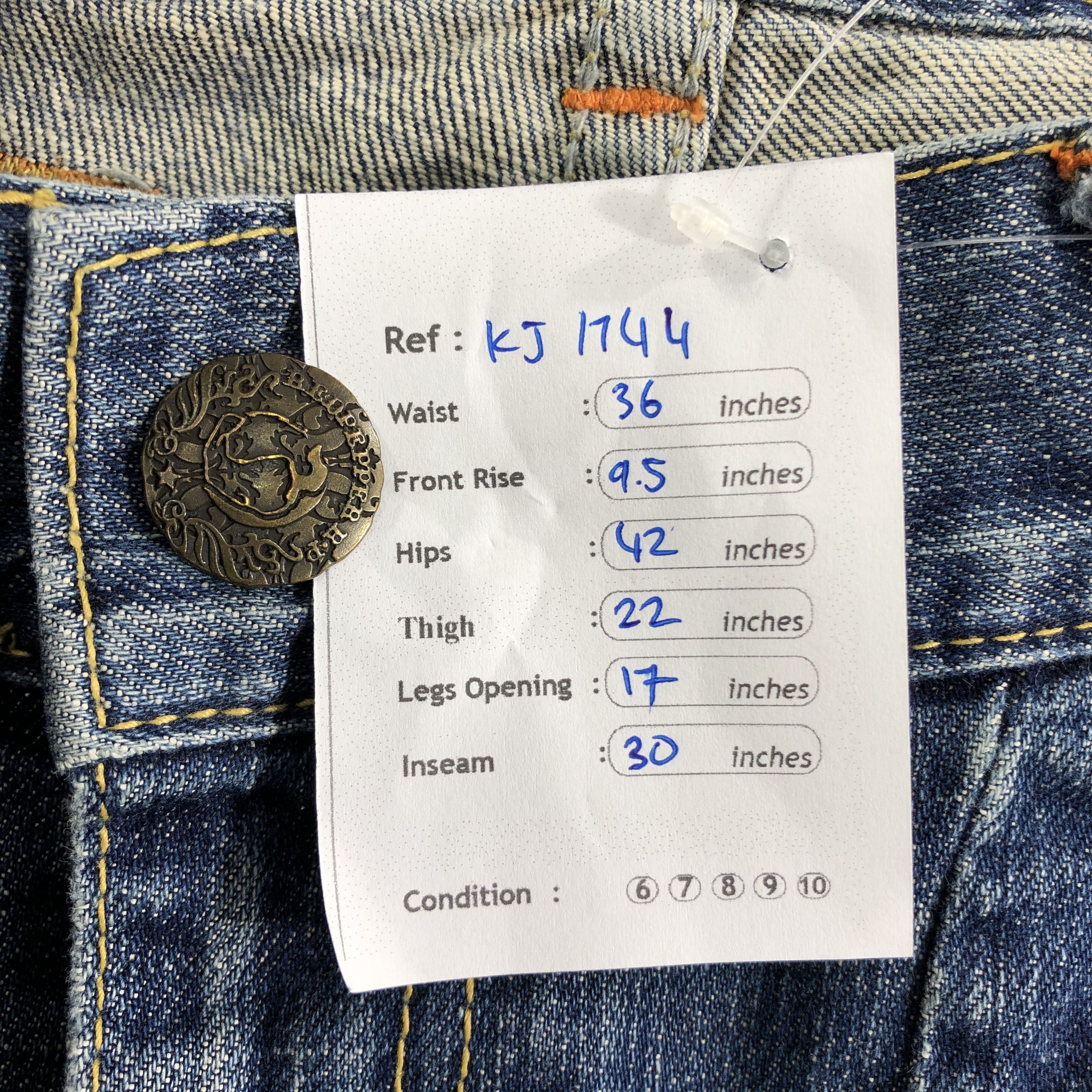 Japanese Brand Red Pepper Jeans Faded Blue Distressed Denim KJ1744 Size US 32 / EU 48 - 17 Thumbnail