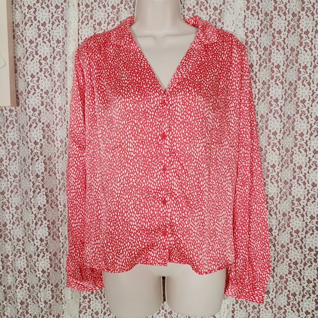 Topshop Topshop red white oversized button down shirt size 10 medium Size L / US 10 / IT 46 - 1 Thumbnail