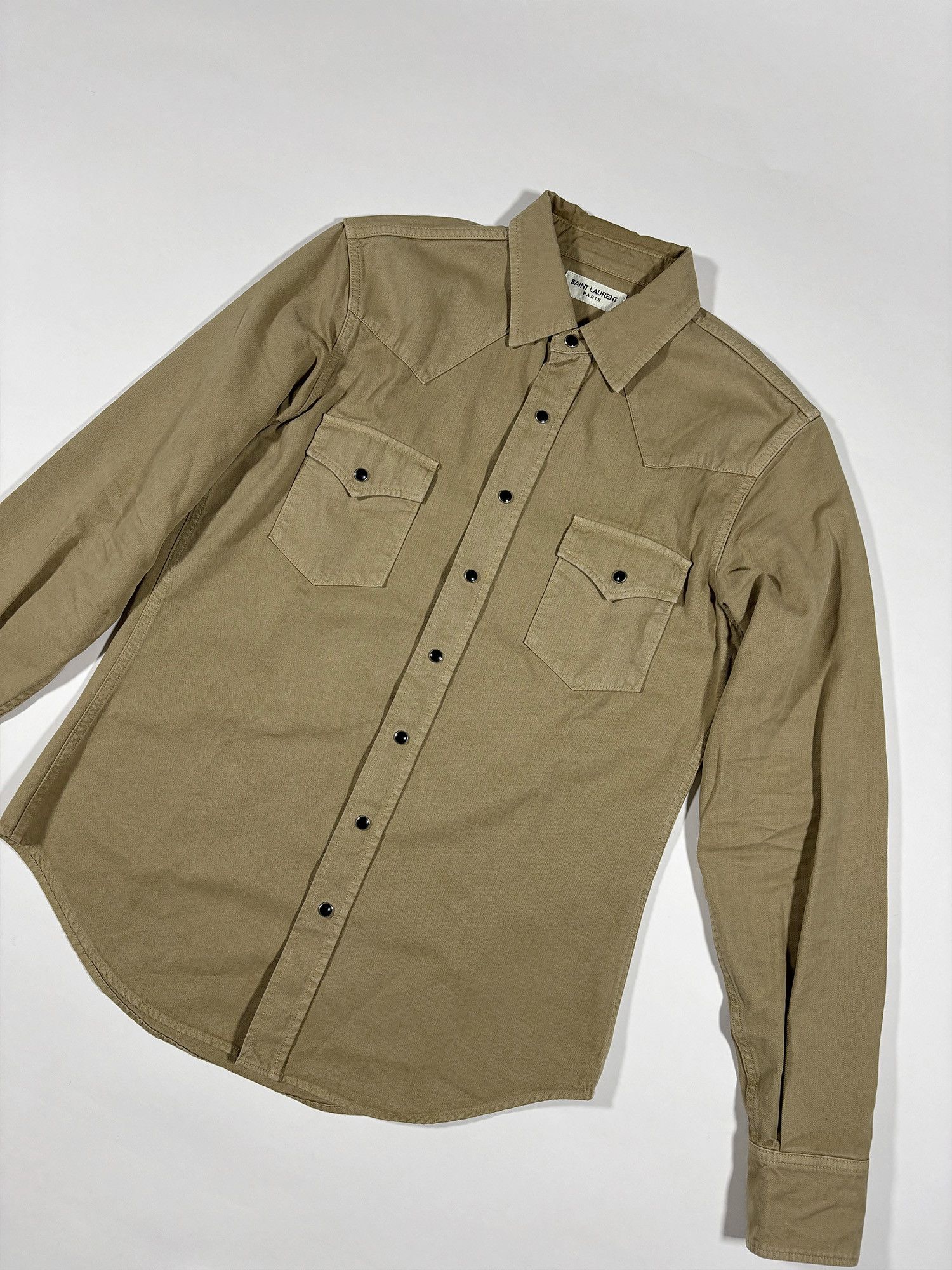 Saint Laurent Paris Saint Laurent Classic Western Shirt Tan Size US M / EU 48-50 / 2 - 6 Thumbnail