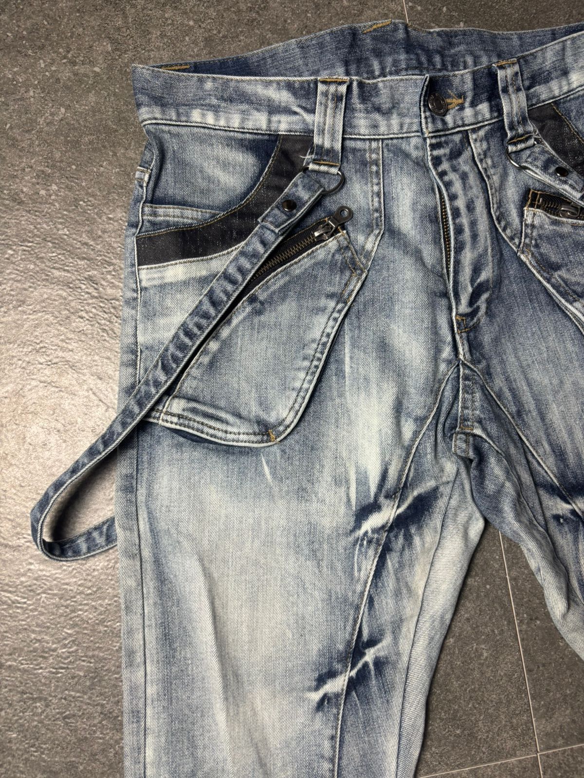 PPFM 2000s PPFM Suspender J-Cut Washed Jeans Size US 30 / EU 46 - 5 Thumbnail