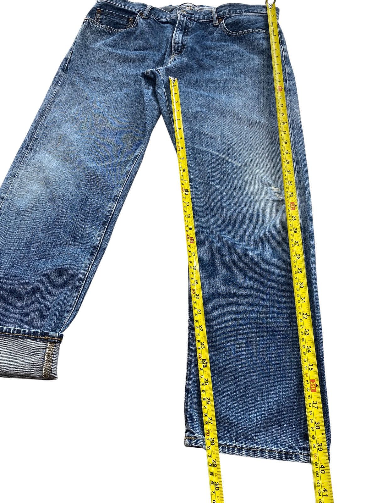 Uniqlo Uniqlo X Selvedge Faded Wash Ripped Style Straight Leg Jeans Size US 36 / EU 52 - 8 Thumbnail