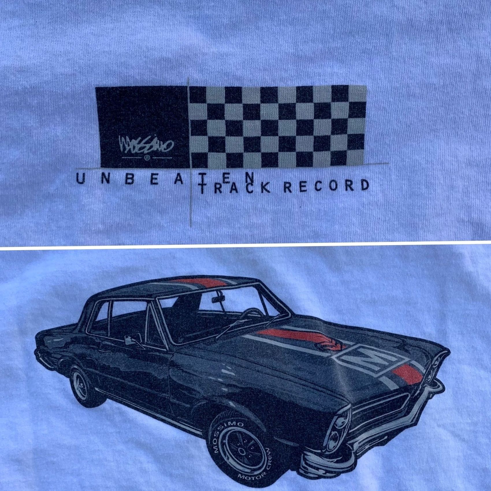 Mossimo VINTAGE Mossimo Limited Edition Graphic t-shirt Unbeaten Track Record Mustang XL Men XL White Graphic Tee 1990s USA Size US XL / EU 56 / 4 - 4 Thumbnail