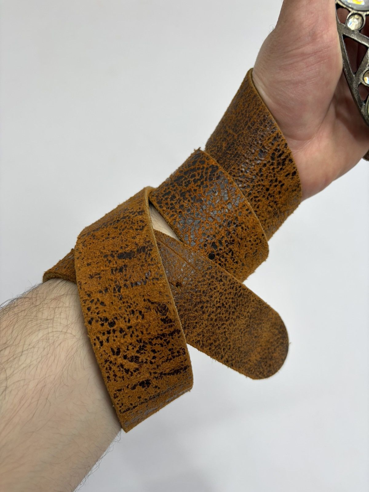 Hysteric Glamour Vintage Distressed Leather Crystal Belt Y2K Rockstar Grunge Size 32 - 8 Thumbnail