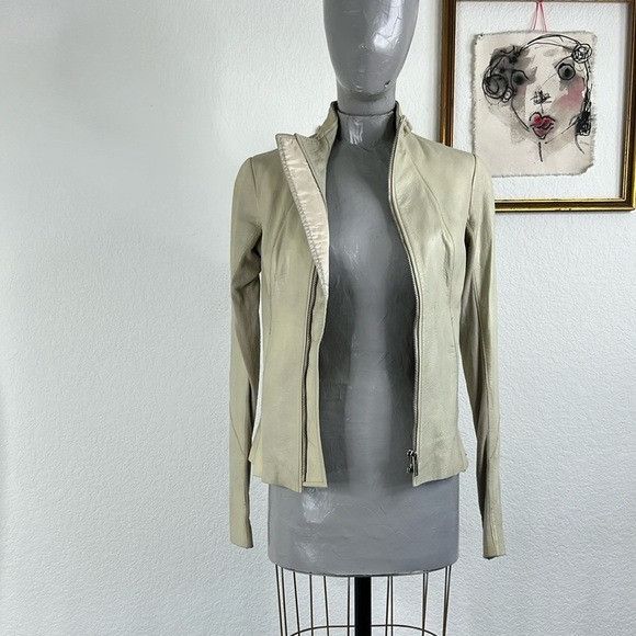 Rick Owens Rick Owens Leather Knit Ribbed Panel High Neck Champagne Lea Size M / US 6-8 / IT 42-44 - 2 Thumbnail