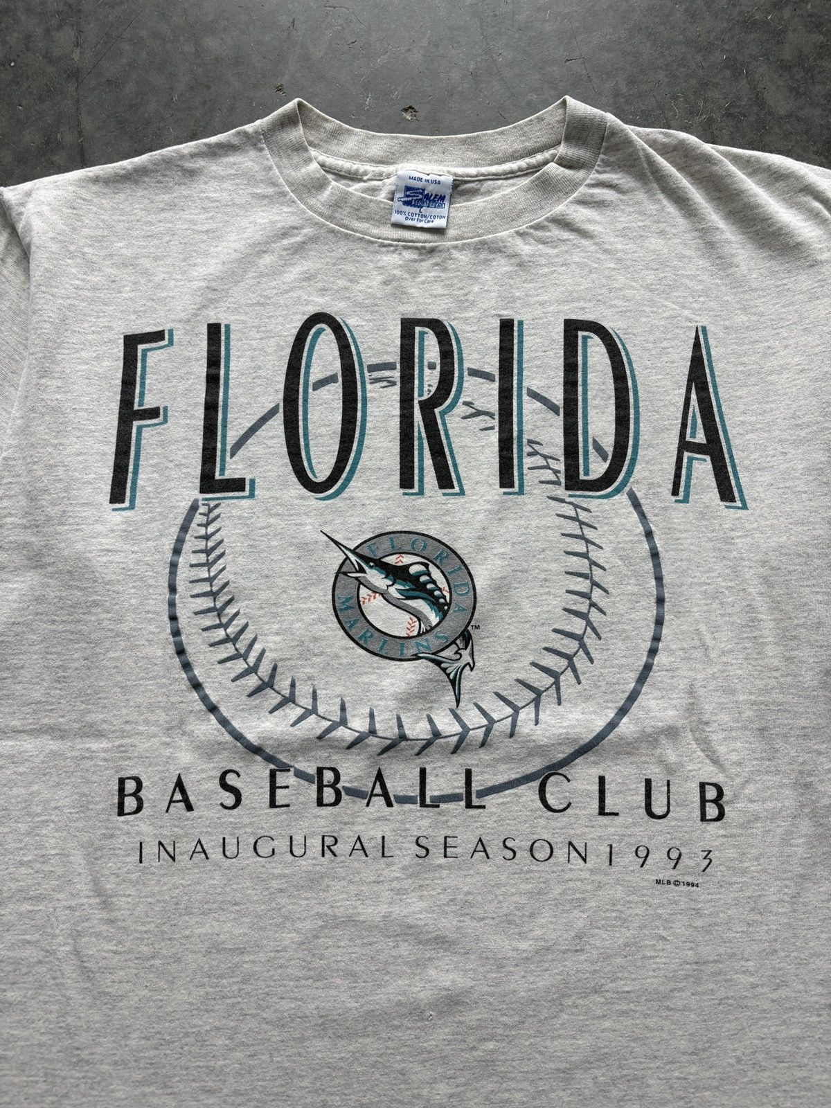 Salem Sportswear Vintage 90s Florida Marlins Graphic Tee Single Stitch Size US L / EU 52-54 / 3 - 2 Thumbnail