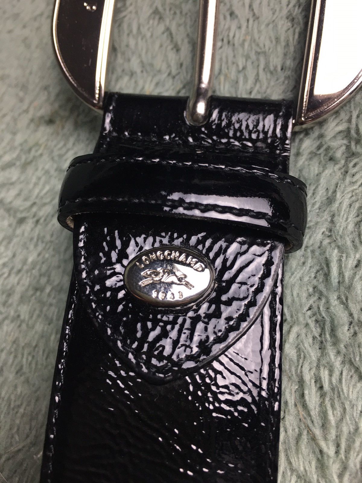 Longchamp LONGCHAMP Black Patent Leather Belt Designer France Size ONE SIZE - 3 Thumbnail