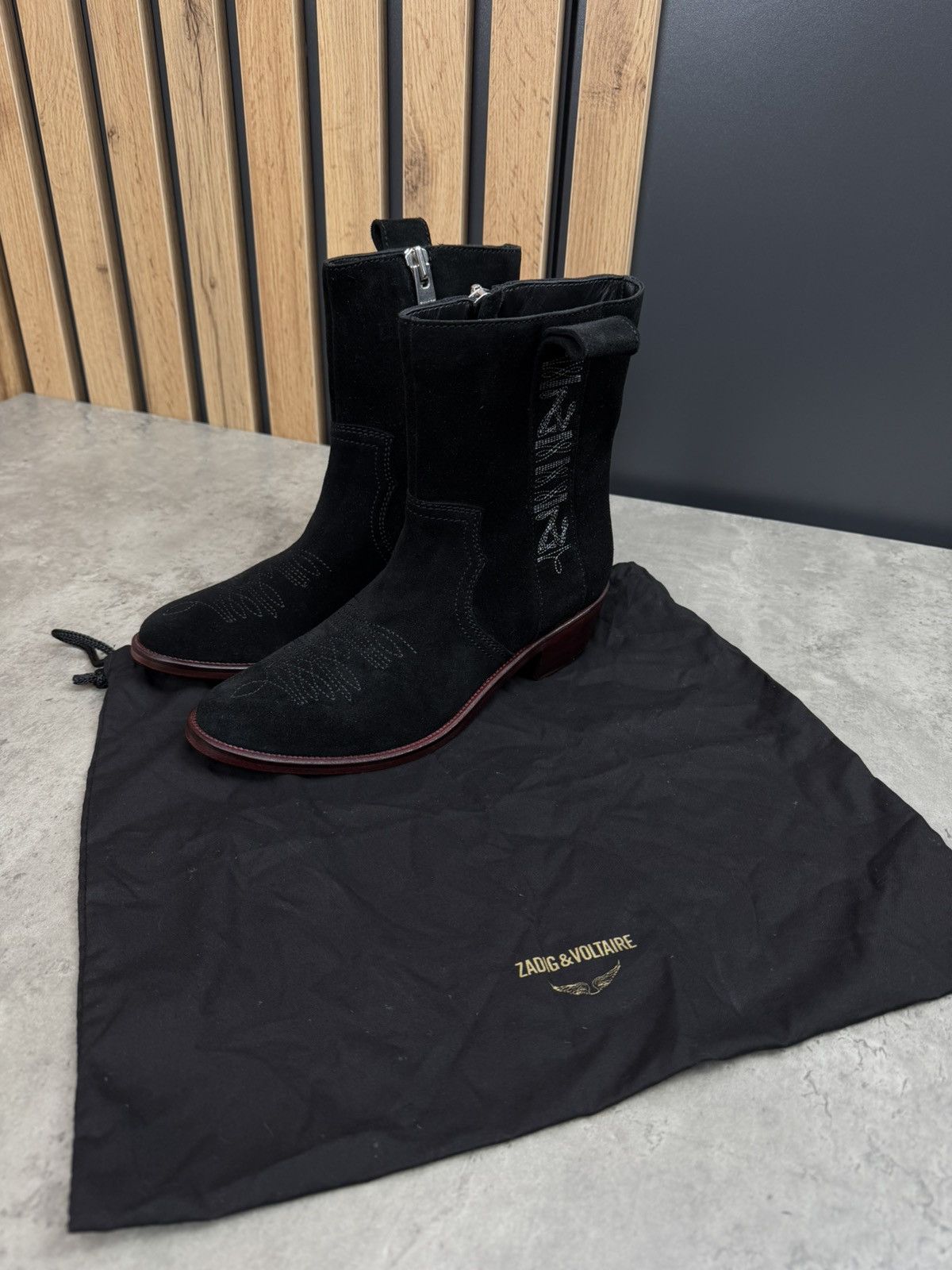 Zadig & Voltaire Zadig & Voltaire Black Western Suede Ankle Boots Size 39 Size US 9 / IT 39 - 2 Thumbnail
