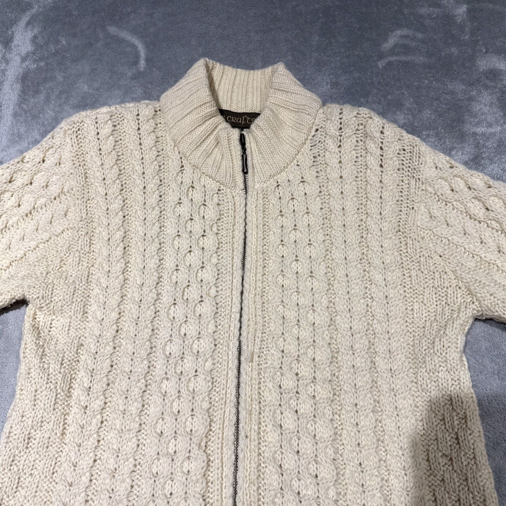 Vintage VINTAGE Inis Crafts Sweater Full Zip Women M Beige Fisherman Wool Aran Cable-Knit Knit All Seasons Outdoor Preppy Logo Modern Classic Size M / US 6-8 / IT 42-44 - 2 Thumbnail