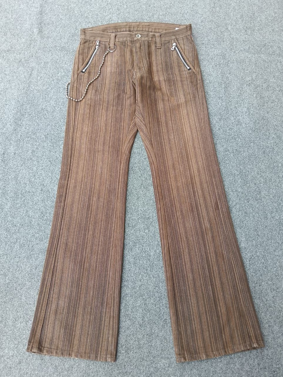 semanticdesign Flare Semantic Design - brown stripe,metal chain. Size US 31 - 1 Thumbnail
