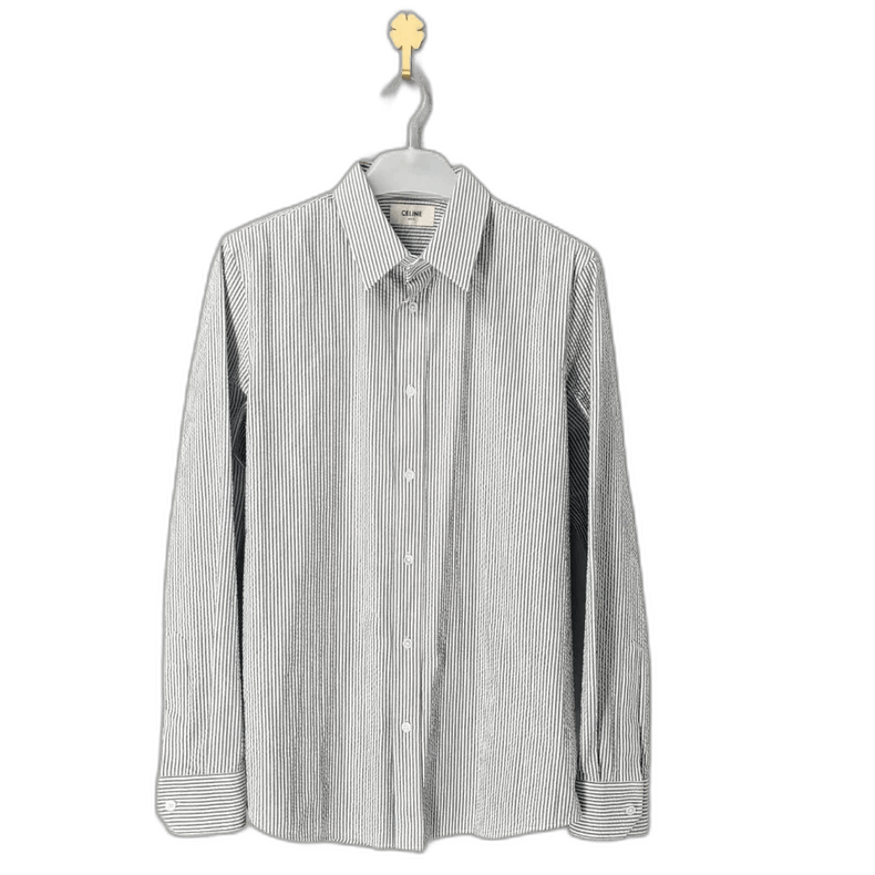 Celine Celine Striped Shirt in Bubble Chiffon Size US M / EU 48-50 / 2 - 1 Thumbnail