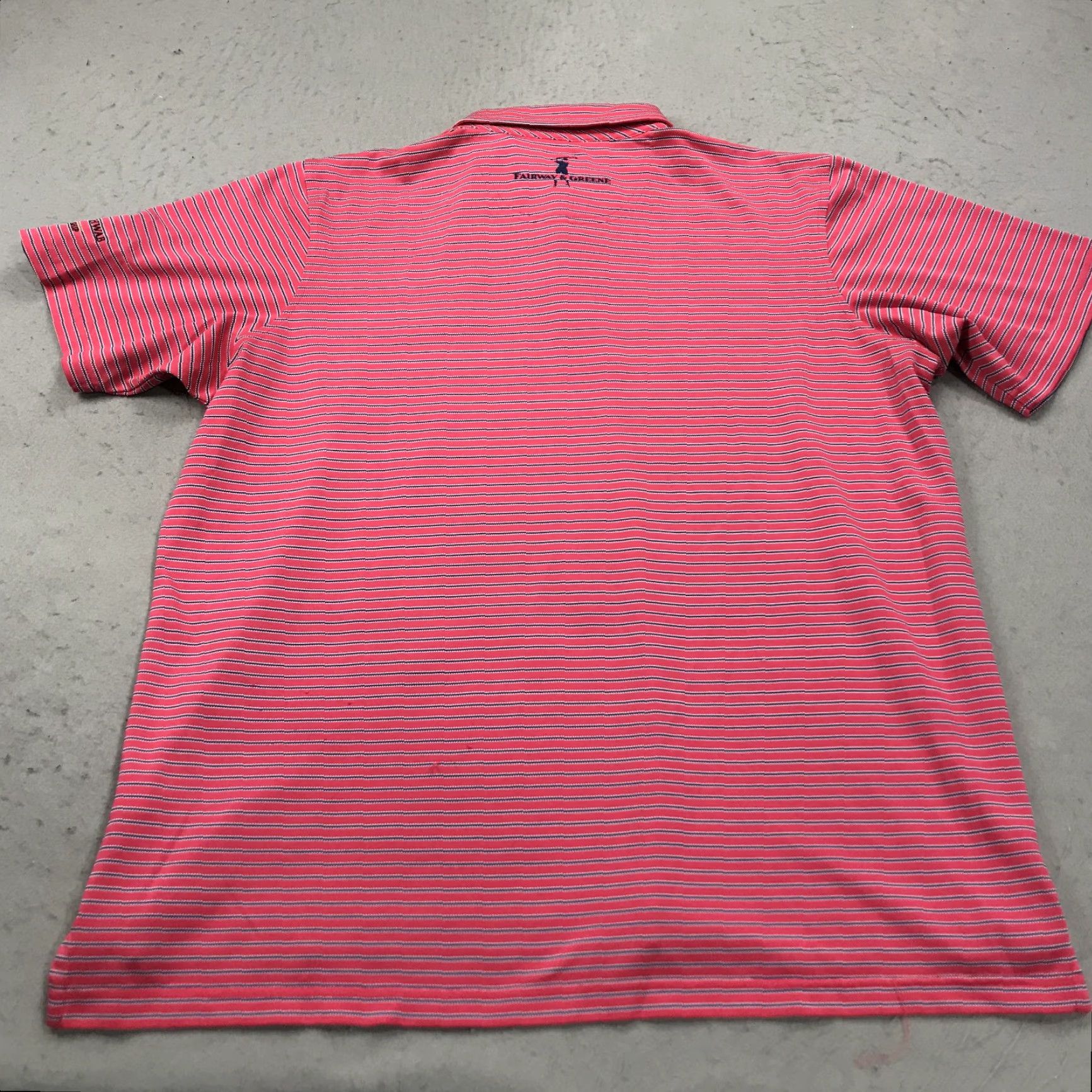 Vintage Fairway & Greene Polo Shirt Mens 2XL Desert Mountain Pink Logo Golf Short Sleeve Striped Polyester Blend Clothing Size US XXL / EU 58 / 5 - 6 Thumbnail