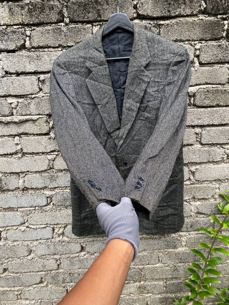 Japanese Brand Vintage Durban Basic Gear Herringbone Blazer Size 46S - 5 Thumbnail