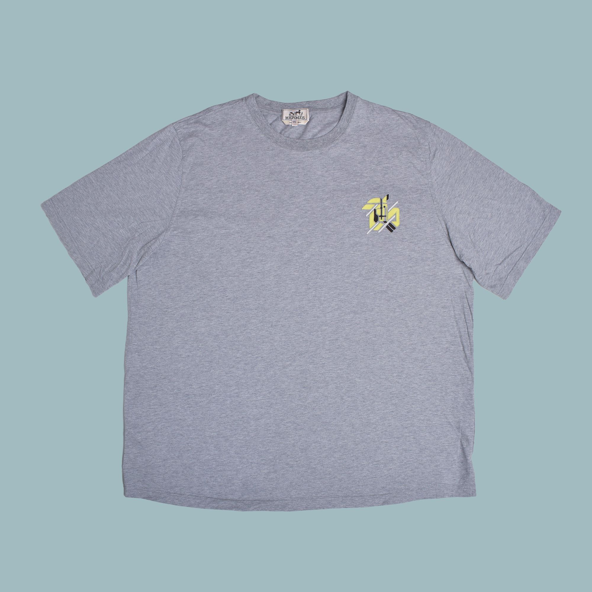 Hermes HERMÈS Leather-patch crew-neck T-shirt Gray LIKE NEW Size US XL / EU 56 / 4 - 1 Thumbnail