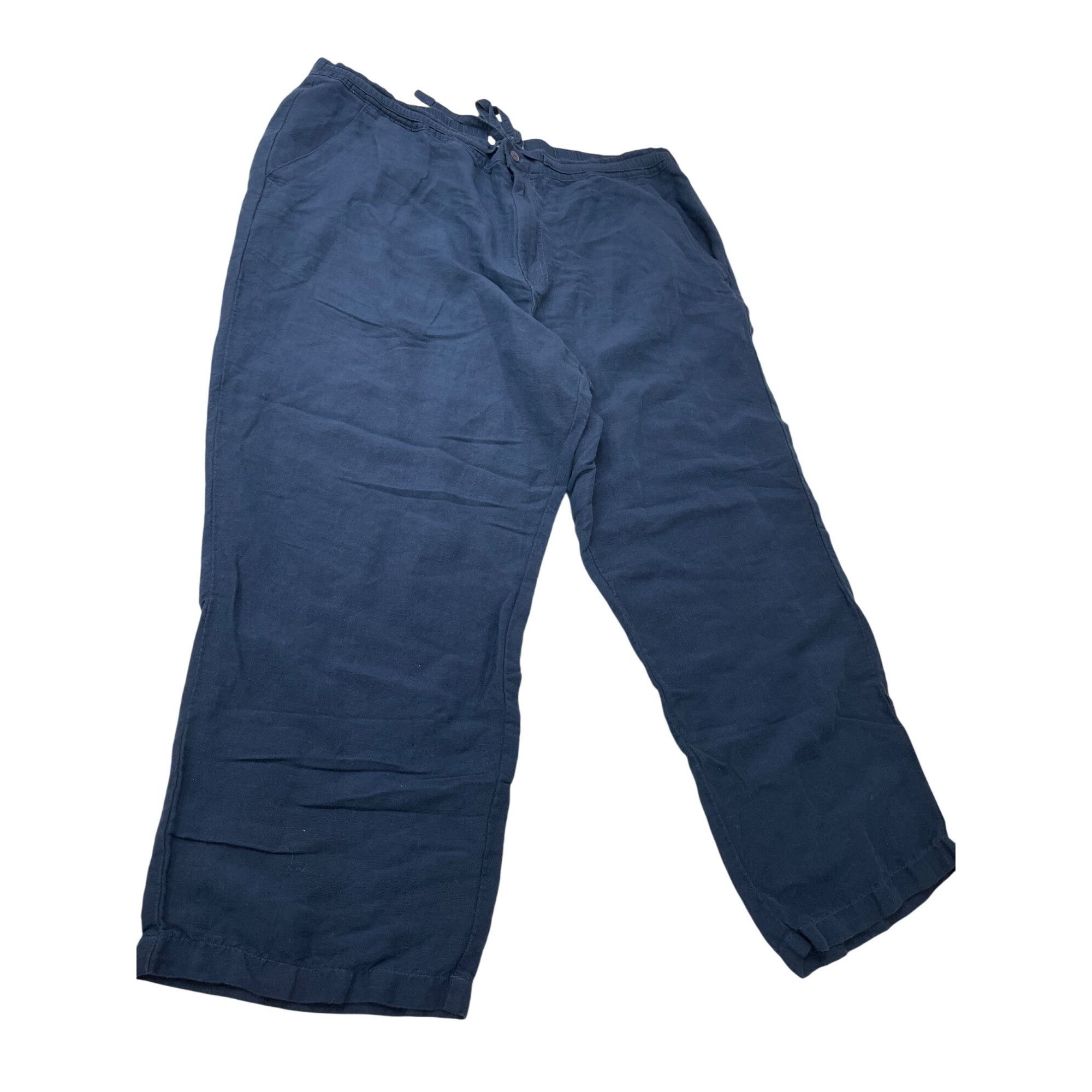 Cubavera Cubavera Womens Blue Linen Blend Drawstring Wide Leg Pants S Size 24" / US 00 / IT 34 - 1 Thumbnail