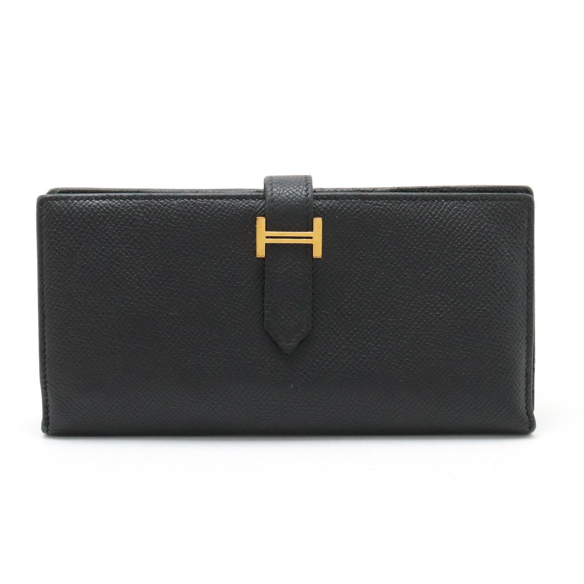 Hermes Hermes Hermes Bearn Souffle Bifold Long Wallet Black Leather Leather Long Wallet in Good Condition Size ONE SIZE - 1 Thumbnail