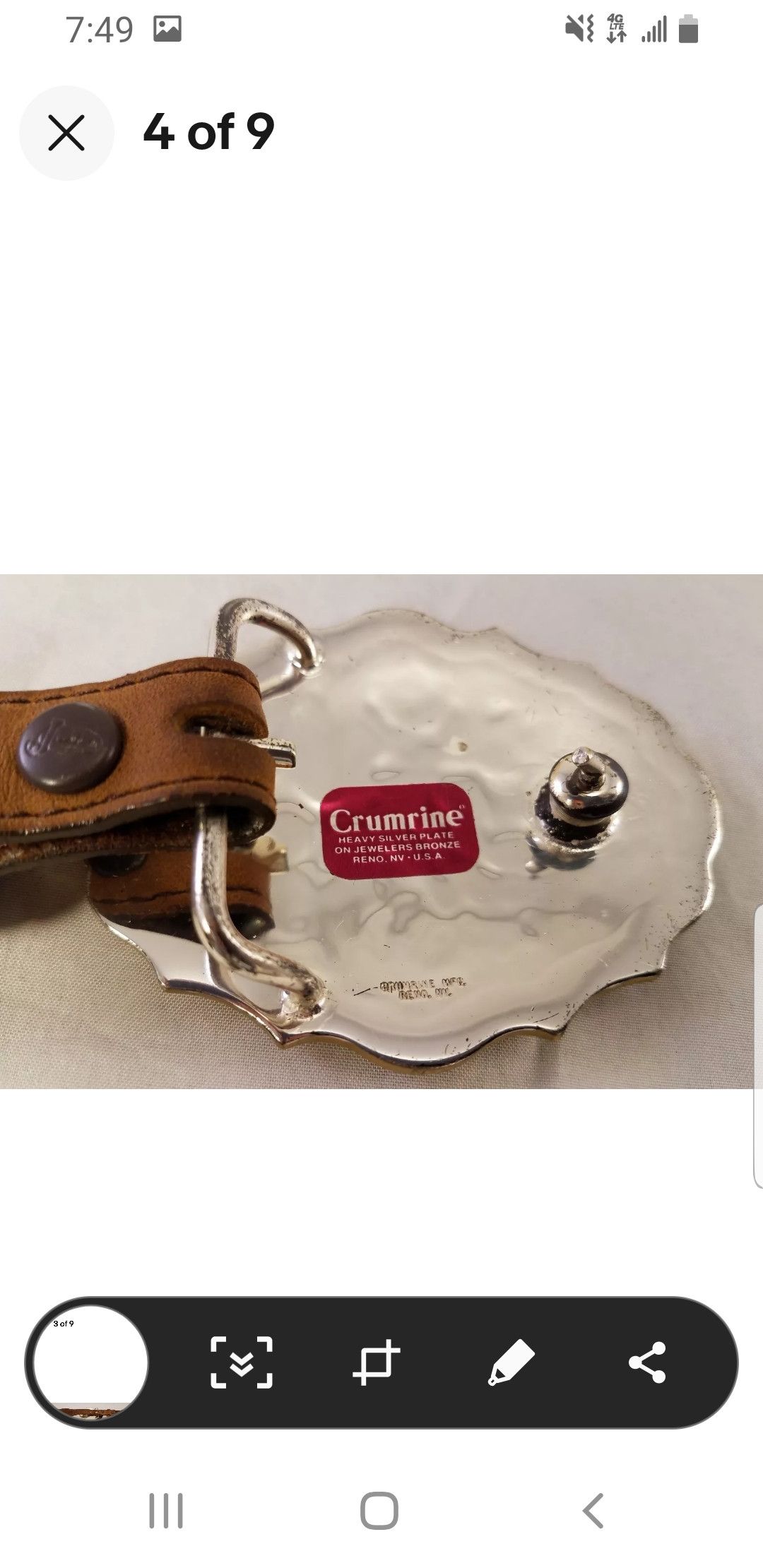 Justin Boots CRUMRINE BUCKLE SILVER BRONZE Size ONE SIZE - 3 Thumbnail
