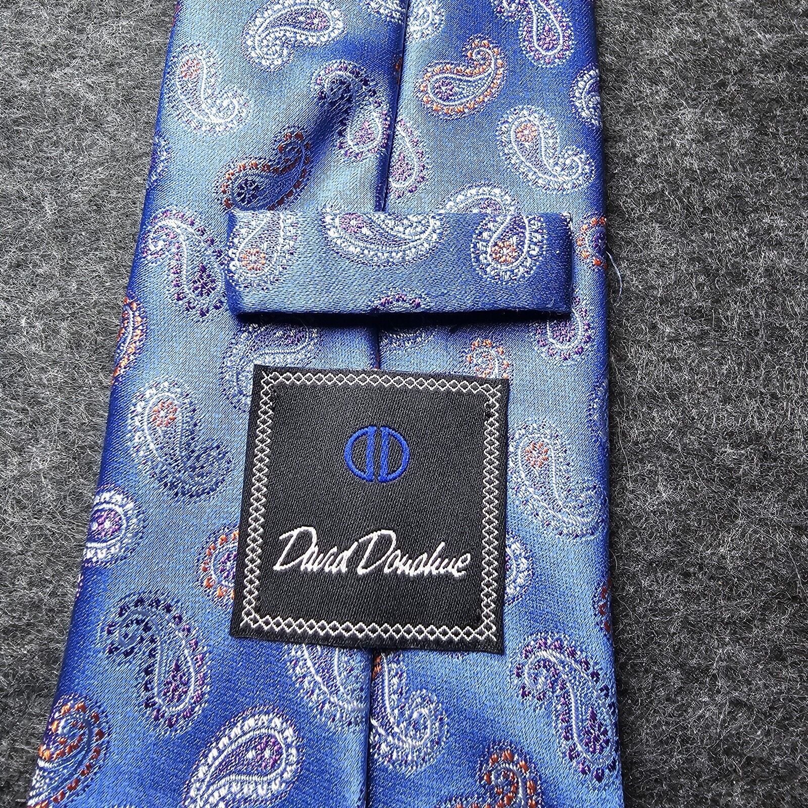 David Donahue David Donahue Tie 100% Silk Paisley Blue USA Necktie Italy Size ONE SIZE - 8 Thumbnail