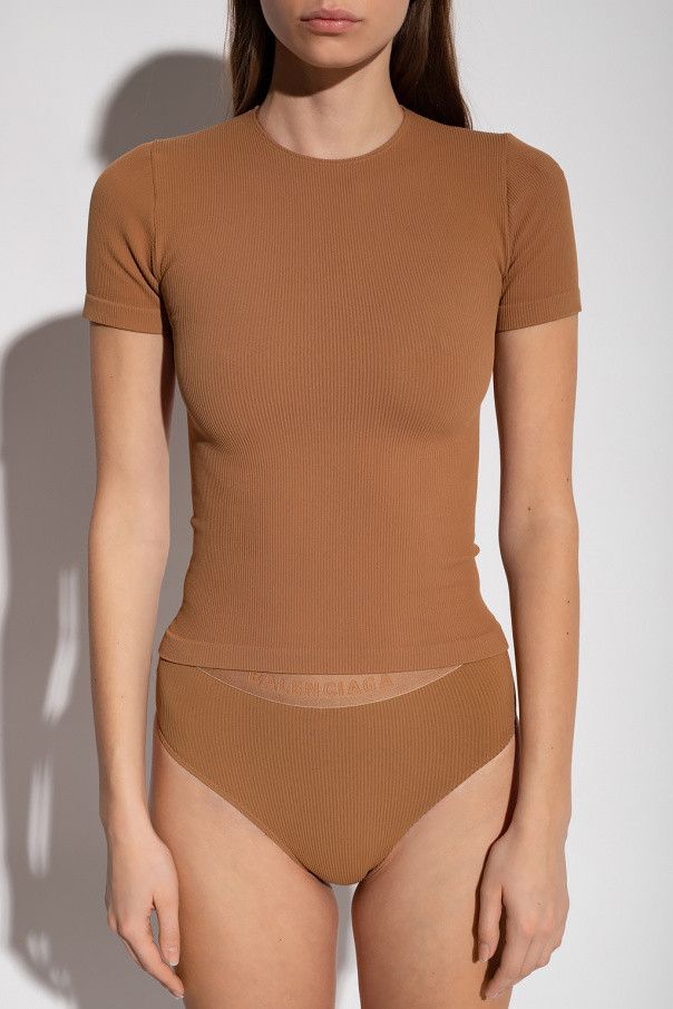 Balenciaga o1bcso1str0425 Cropped T-Shirt in Beige Size XS / US 0-2 / IT 36-38 - 3 Thumbnail