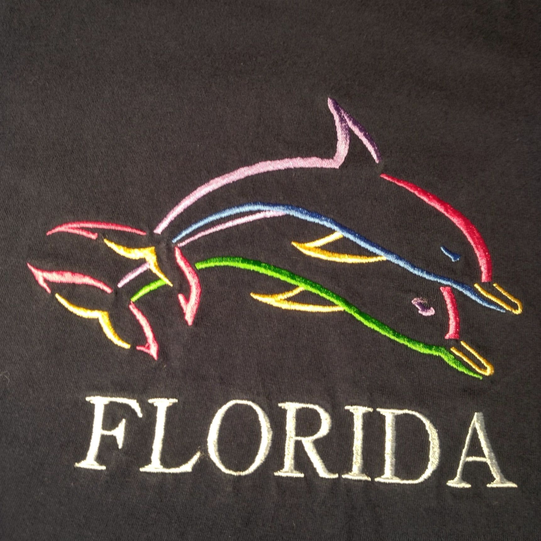 Rainbow VINTAGE Blue Horz Florida Dolphins Shirt XL Ocean Blue Embroidered T-Shirt Men Adults Dolphins Travel Tourist Clothing Size US XL / EU 56 / 4 - 6 Thumbnail