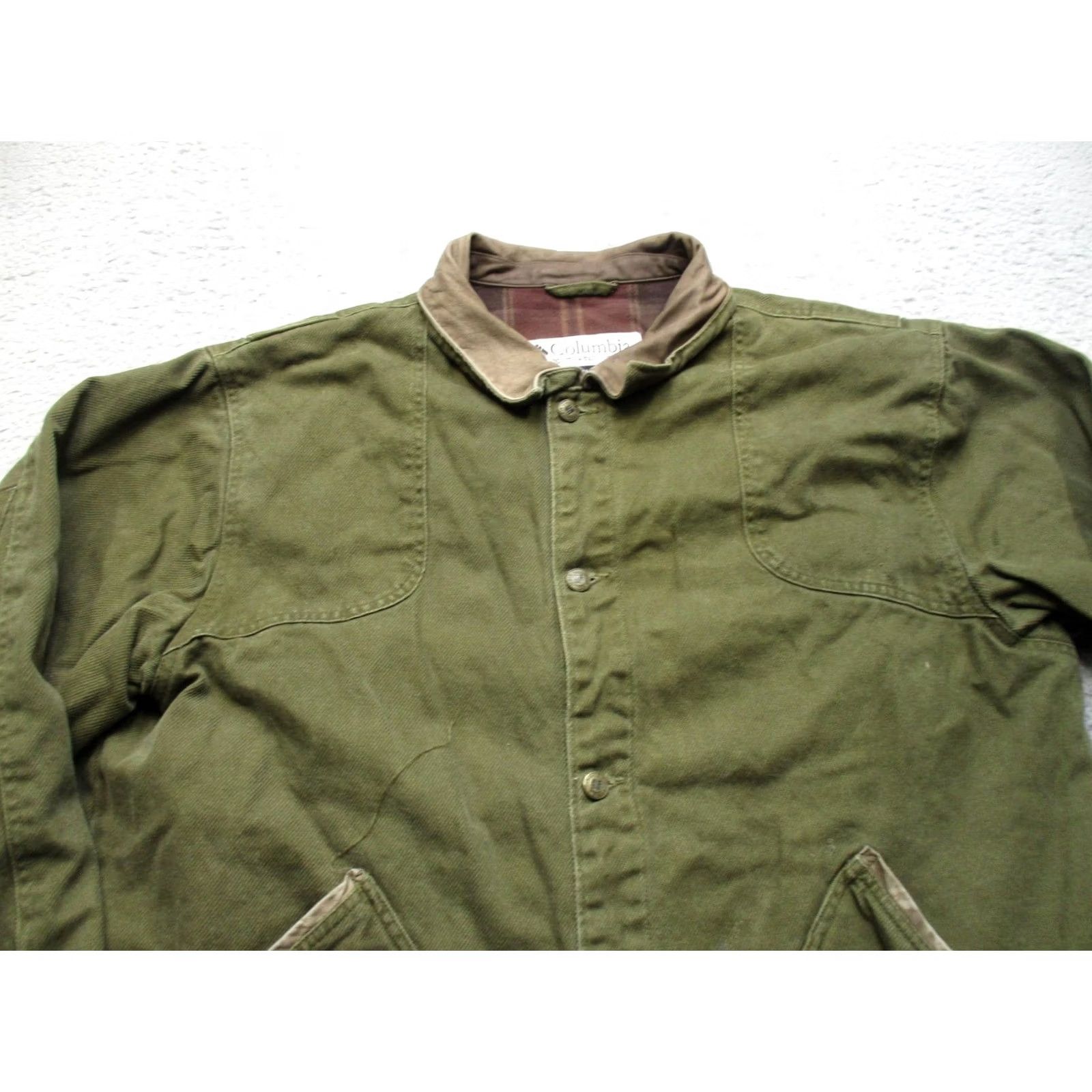 Vintage Columbia Jacket Mens Large Green Canvas Chore Field Snap Front Lined Workwear Size US L / EU 52-54 / 3 - 2 Thumbnail