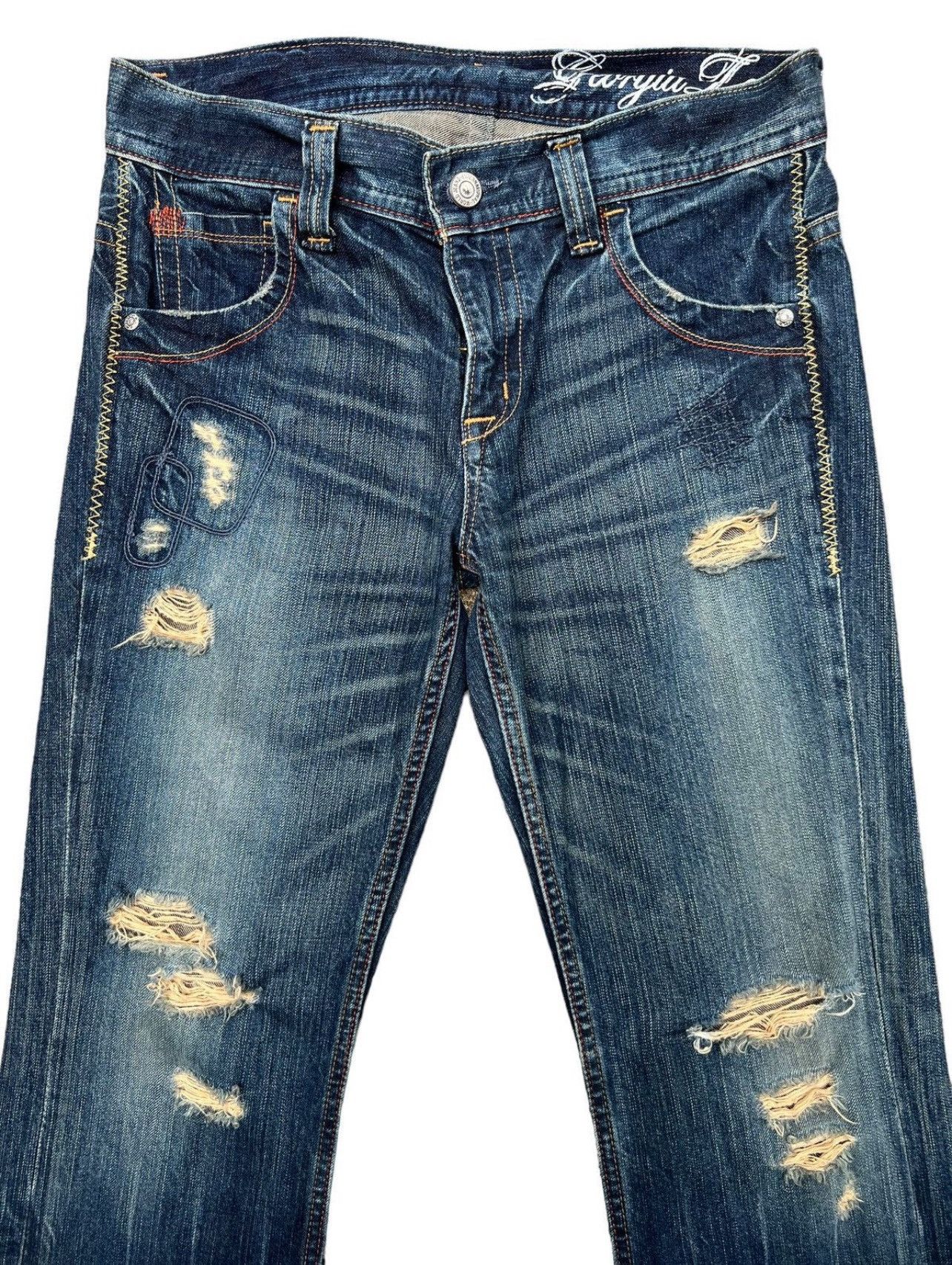 Japanese Brand Georgia Distressed Straight Cut Rusty Denim Jeans 33x32 Size US 33 - 4 Thumbnail