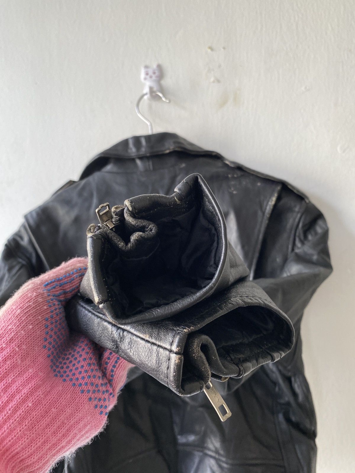 Genuine Leather Vintage 90s Double Collar Genuine Leather Biker Jacket Size US M / EU 48-50 / 2 - 12 Thumbnail