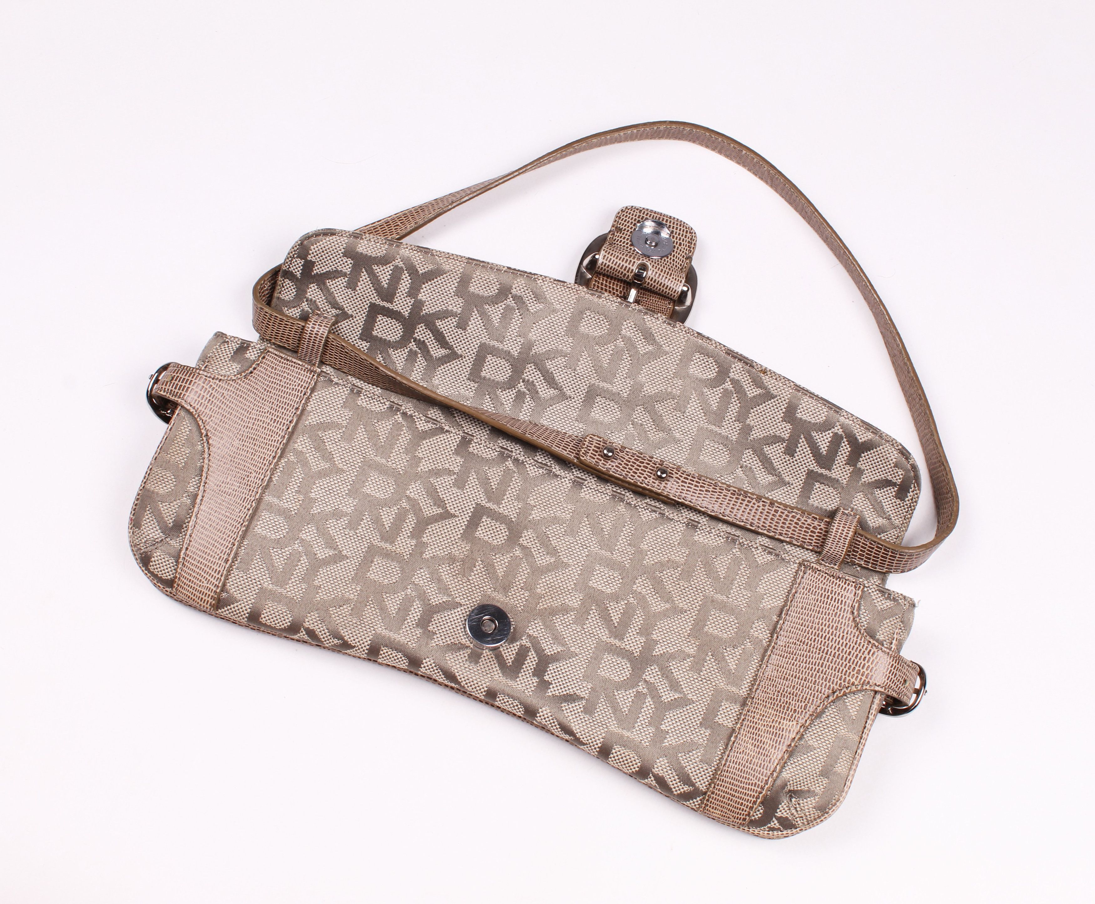 DKNY × Vintage Vintage DKNY Monogram Y2K Glam Small Shoulder Baguett Bag Size ONE SIZE - 3 Thumbnail