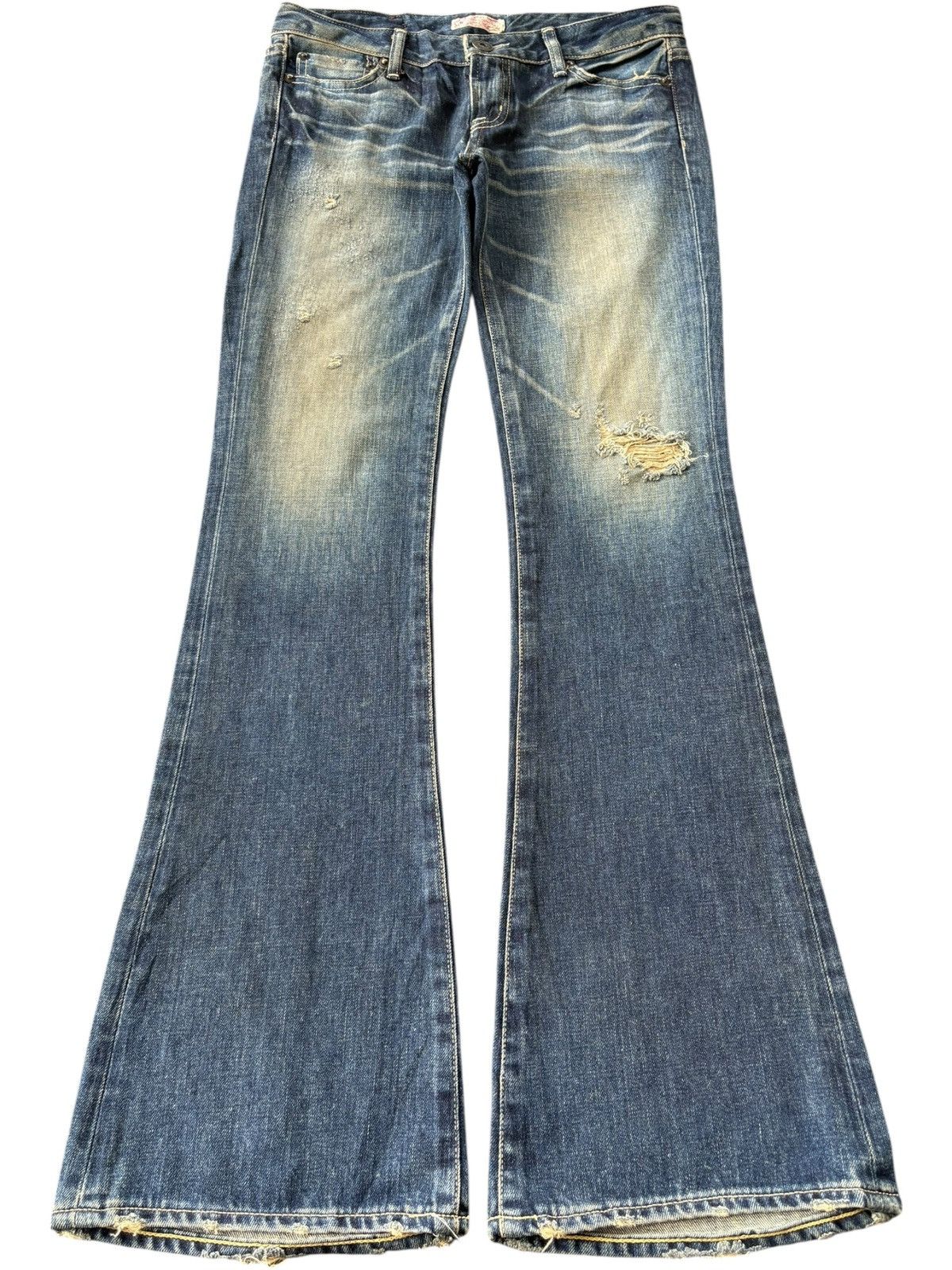 MOUSSY Vintage Japanese Moussy Rusty Wash Distress Flare Jeans Size 30" / US 8 / IT 44 - 1 Thumbnail