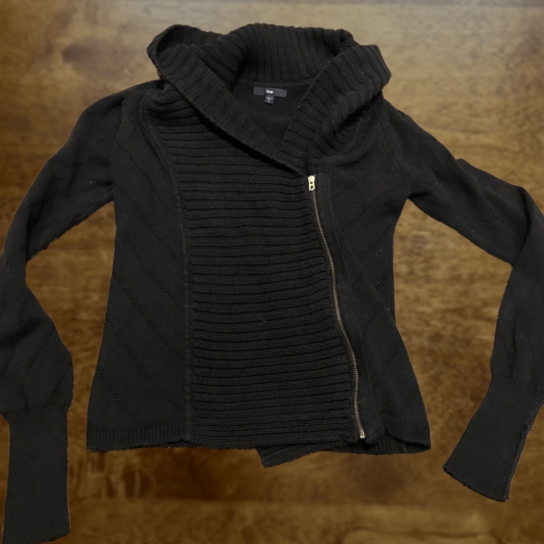 Gap gap Womens S Black Cotton Blend Zip Up Jacket B10 Size S / US 4 / IT 40 - 1 Thumbnail