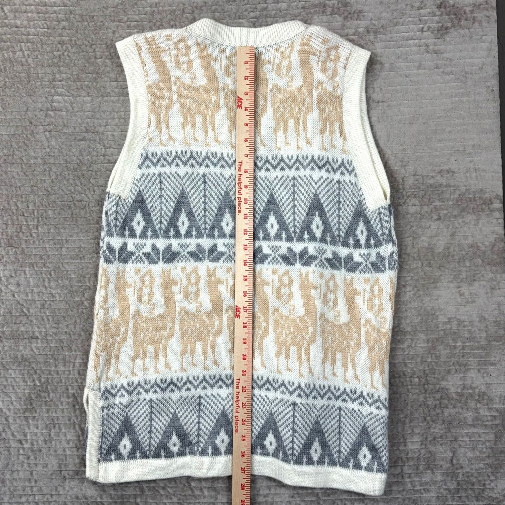 Vintage Arte Inka-Berfass Alpaca Wool Knit Vest Llama Peruvian Open Front Cream Grey Tan M Size M / US 6-8 / IT 42-44 - 6 Thumbnail