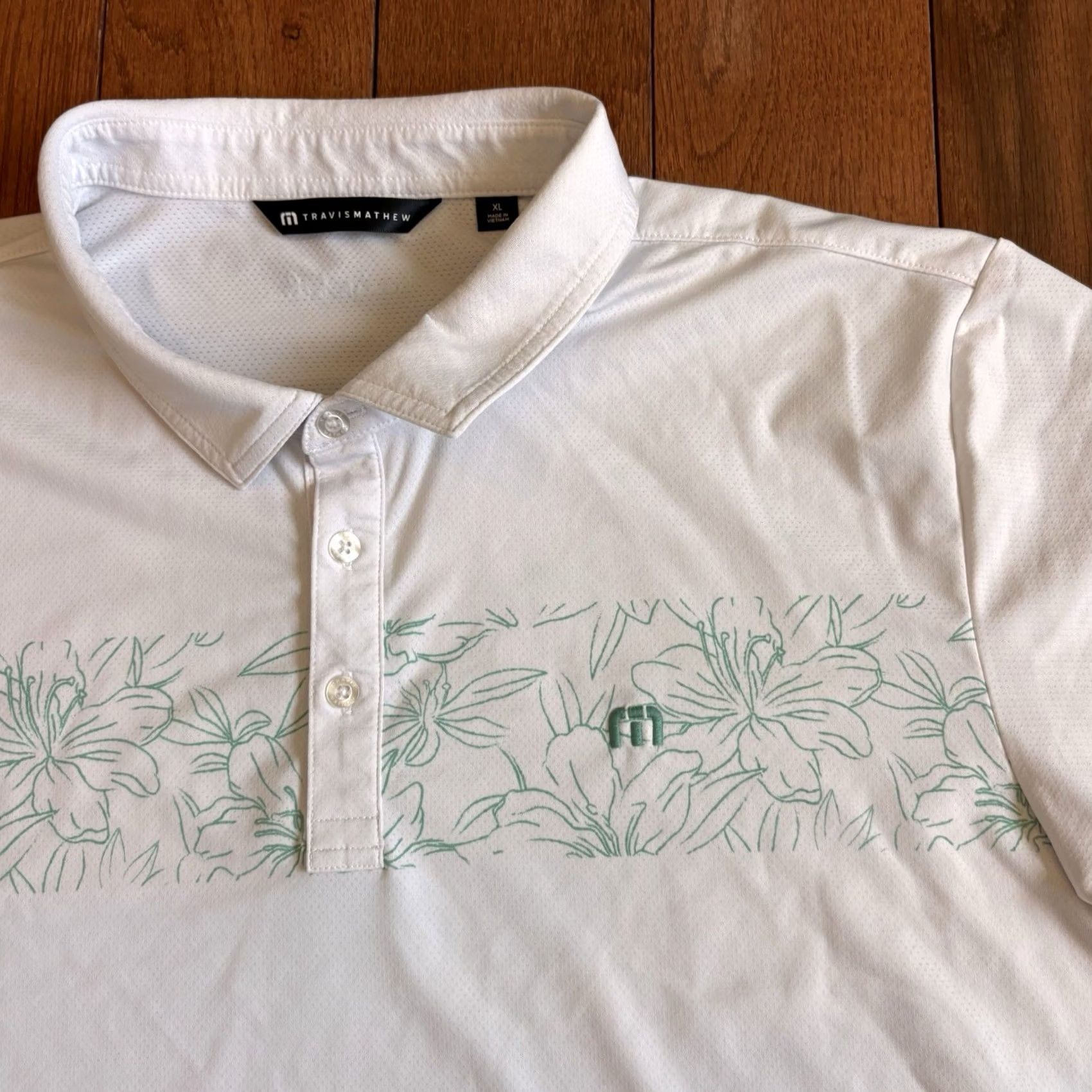 TravisMathew Travis Mathew Golf Polo Shirt Mens White Green Floral Tropical XL Size US XL / EU 56 / 4 - 3 Thumbnail