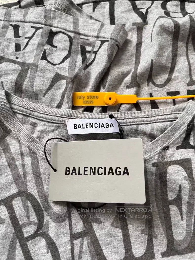 Balenciaga Balenciaga Grey Full Print Logo Short Sleeve Size US XS / EU 42 / 0 - 5 Thumbnail