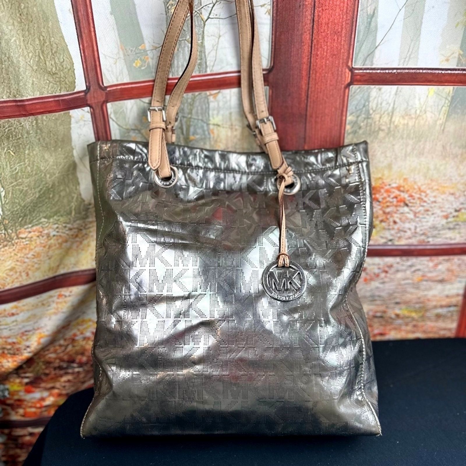 Michael Kors Michael Kors Metallic Mirror PVC Leather North South Tote Size ONE SIZE - 6 Thumbnail