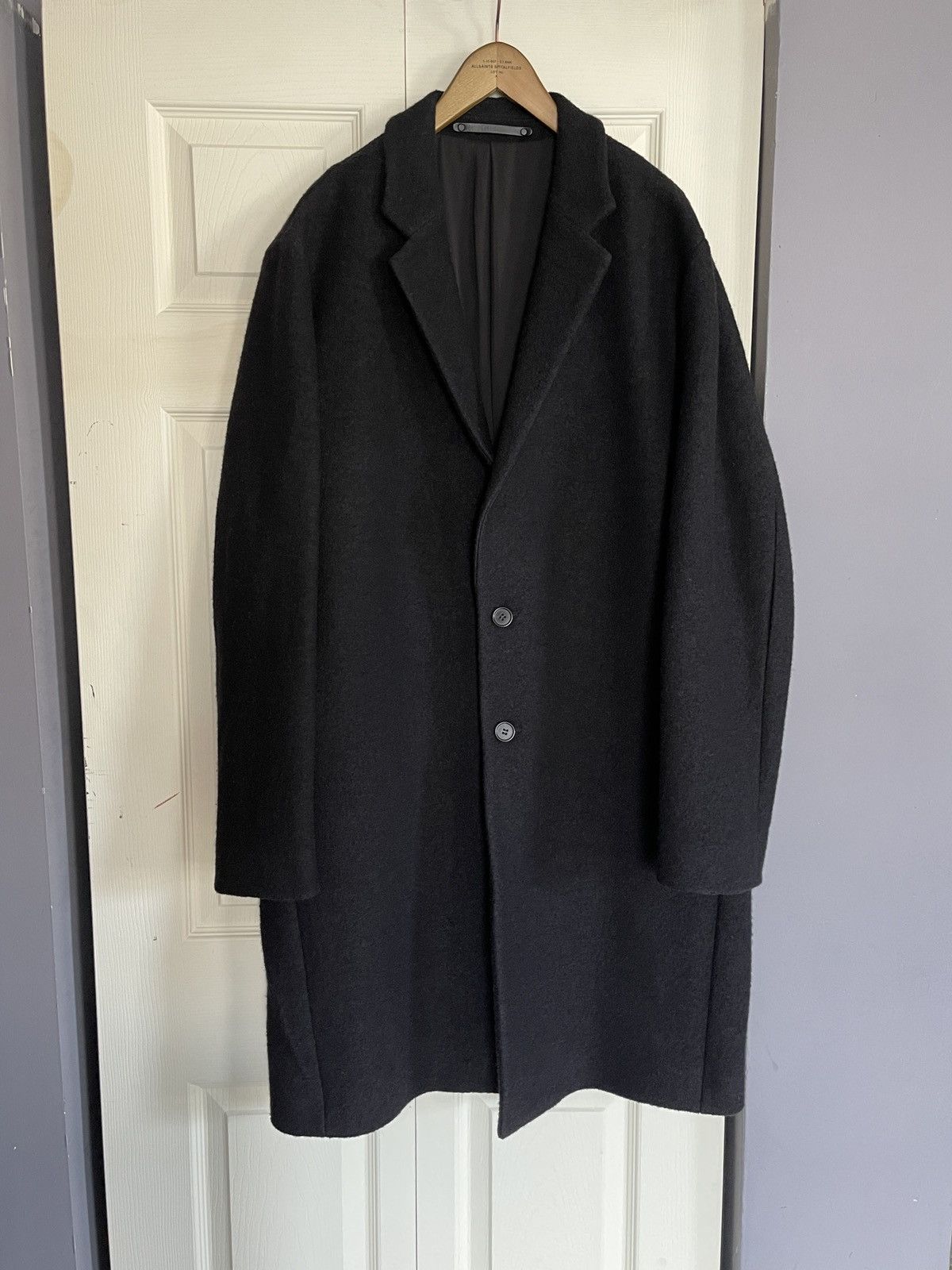 image of Allsaints Grafton Wool Coat - Size Large/ Relaxed Fit in Black, Men's