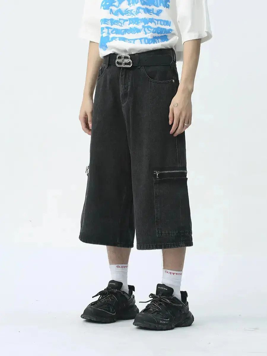 Japanese Brand Retro zipper spliced denim shorts Size US 32 / EU 48 - 6 Thumbnail