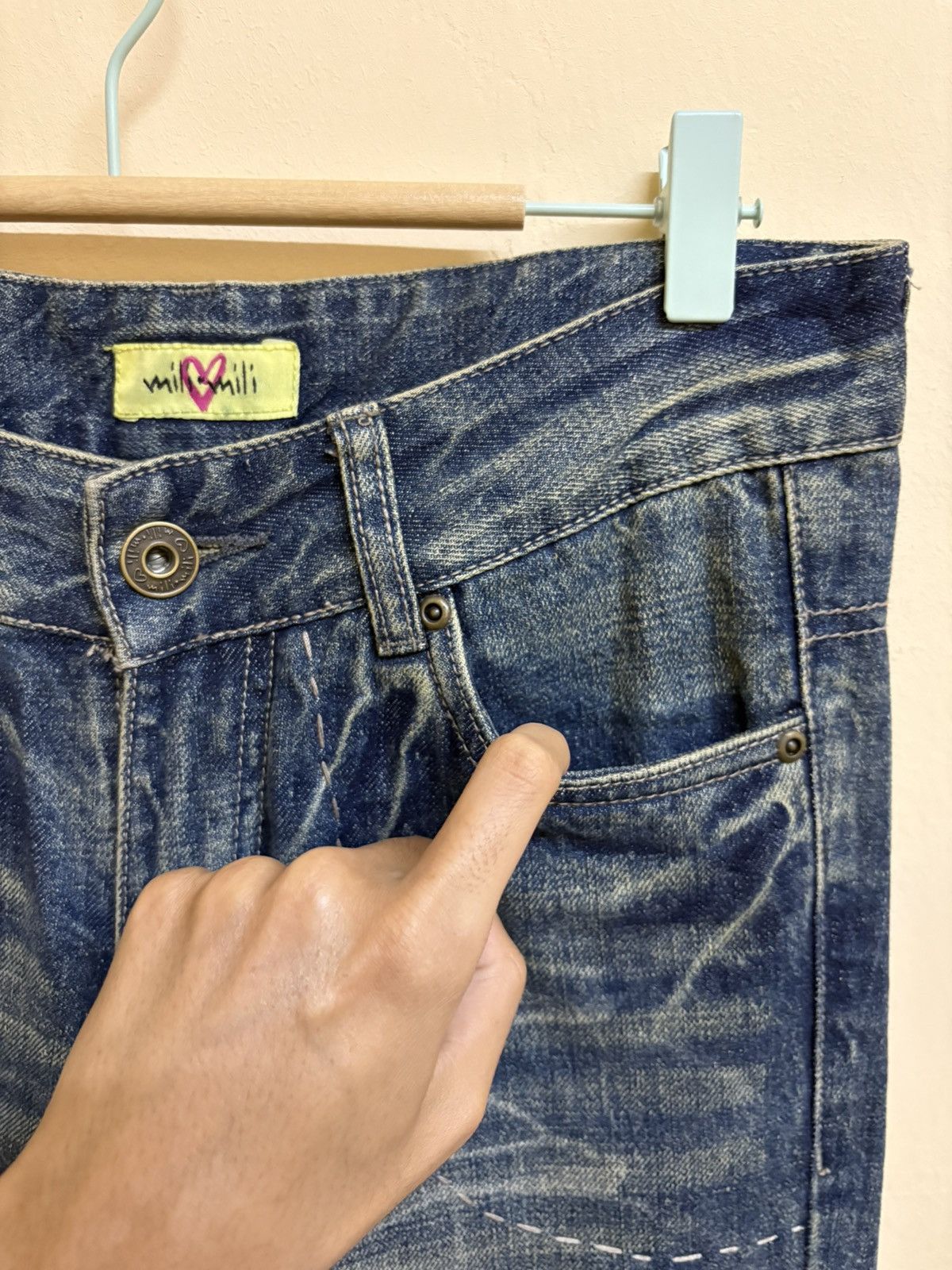 Designer Vintage Mili Mili Denim Jeans Japanese Fashion Designer Size US 31 - 15 Thumbnail