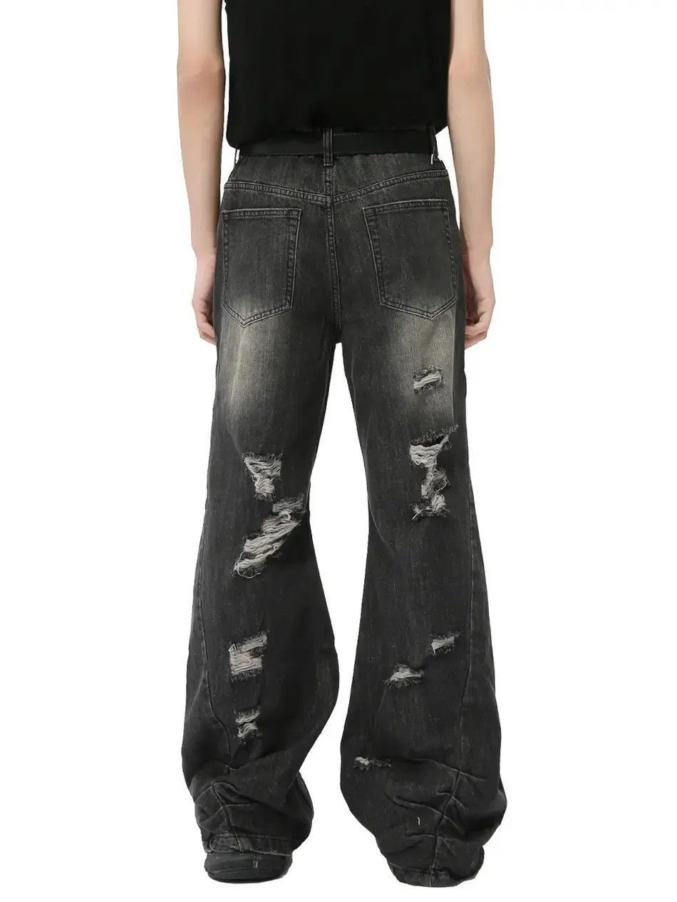 Japanese Brand Retro loose ripped casual micro flared jeans Size US 32 / EU 48 - 2 Thumbnail