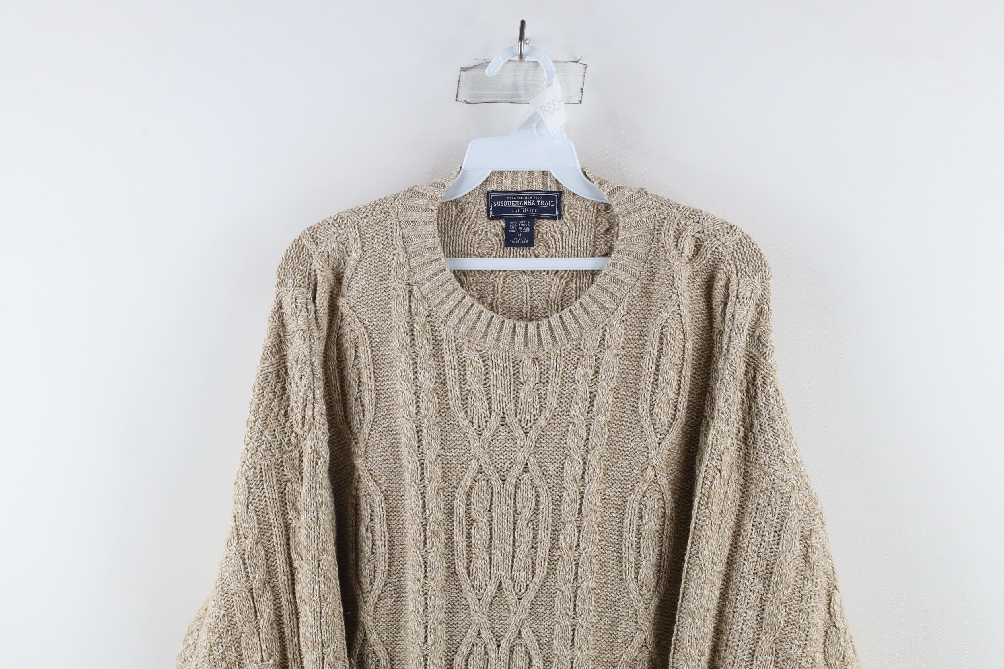 Vintage Vintage 90s Streetwear Knit Fisherman Sweater Beige USA Size US M / EU 48-50 / 2 - 2 Thumbnail