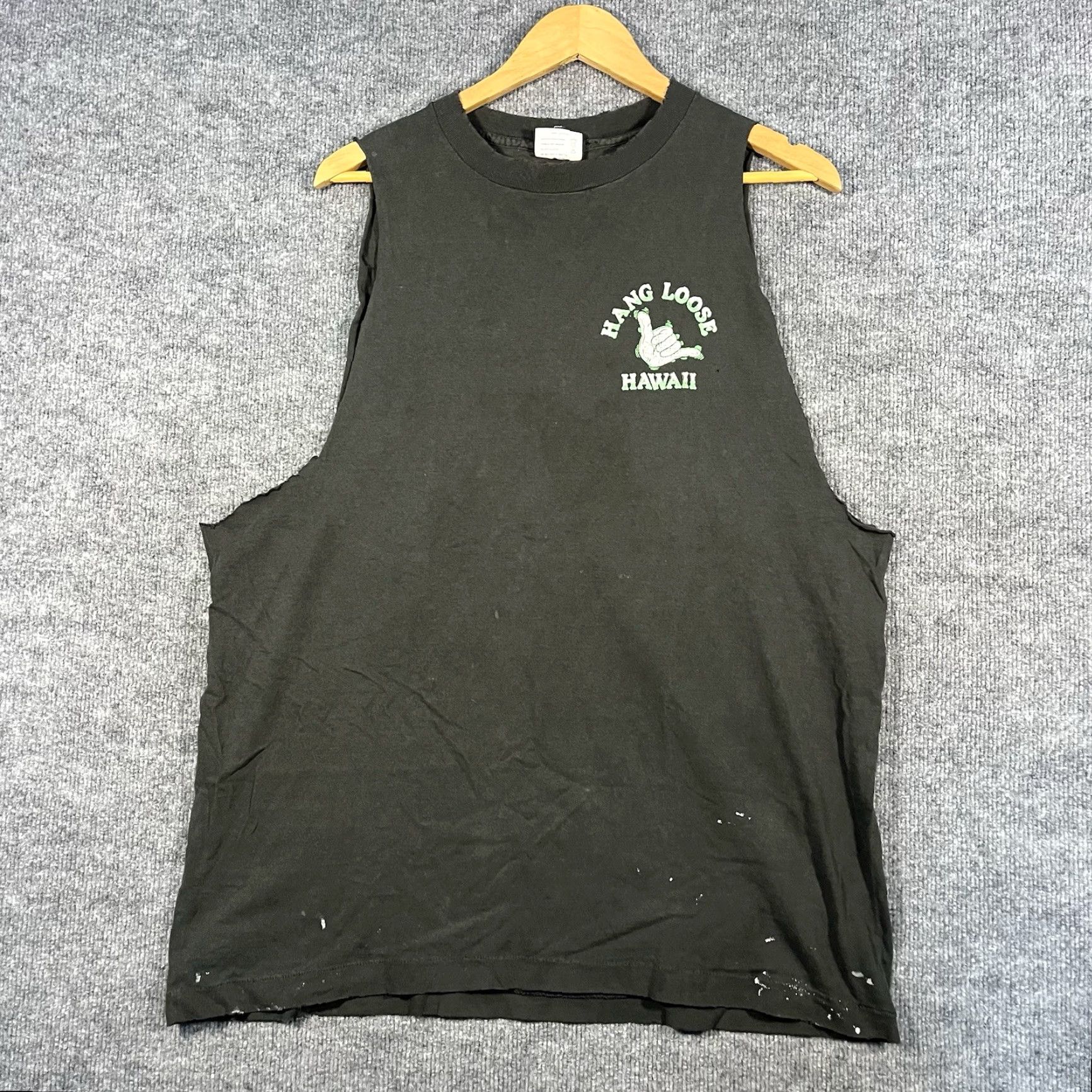 Vintage VINTAGE Hawaii Hang Loose T Shirt XL 80s USA Black Cotton Men Short Sleeve Graphic Tee Cutoff Surf Hawaii USA Made Mens Size US XL / EU 56 / 4 - 4 Thumbnail