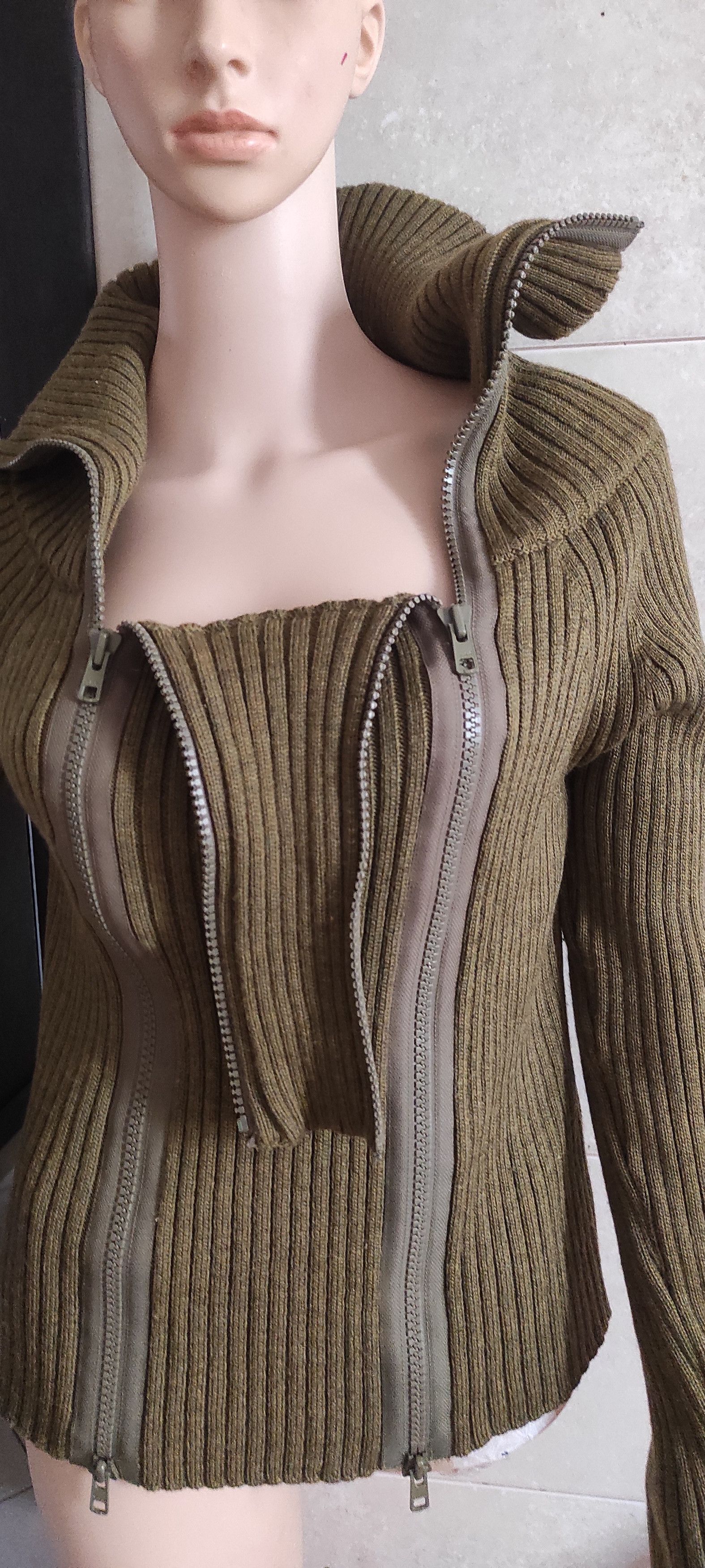 Other KYUSO Joke & Egidio Virgin Wool Sweater Bouble Zipper Green Size M / US 6-8 / IT 42-44 - 9 Thumbnail