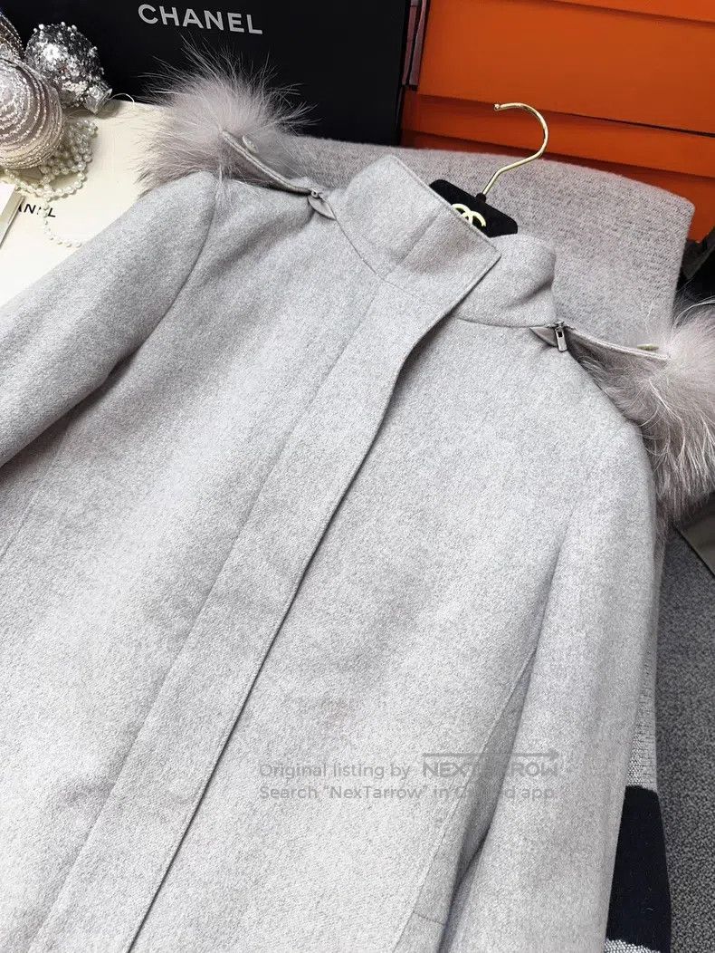 Loro Piana Loro Piana Fur Collar, Grey Wool Cotton Coat Jacket Size XS / US 0-2 / IT 36-38 - 4 Thumbnail