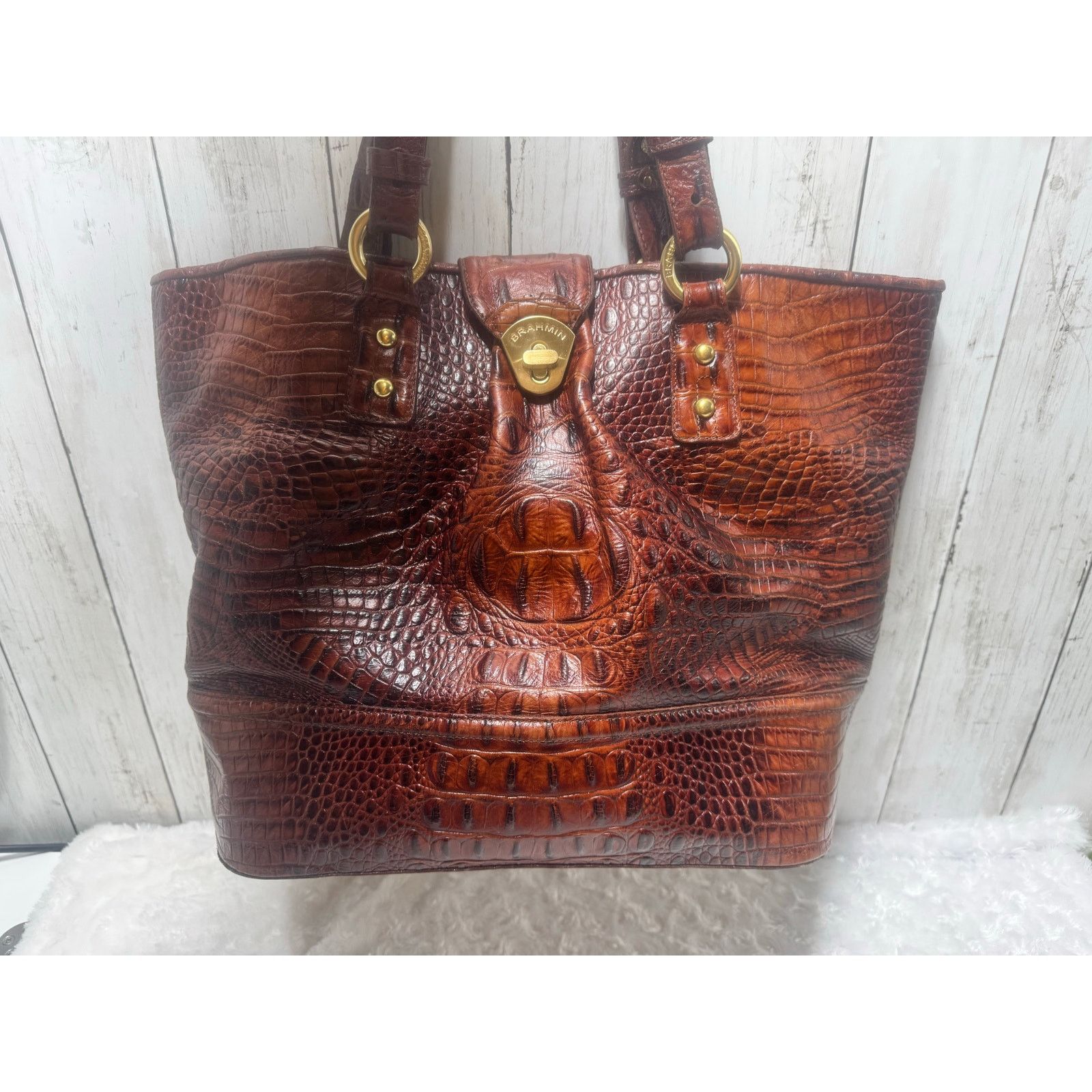 BRAHMIN Brahmin Melbourne Pecan Cro embossed Large shoulder bag Size ONE SIZE - 10 Thumbnail